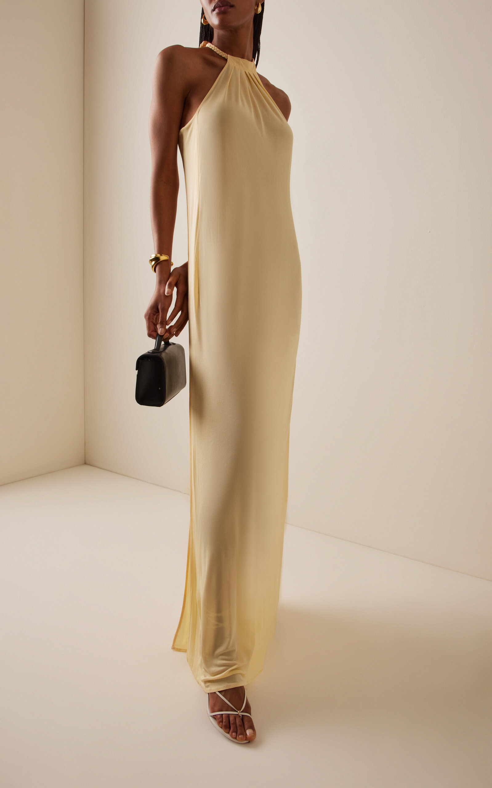 Spikelet Crepe Maxi Dress yellow - 2