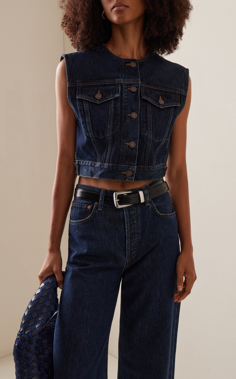 AGOLDE Leo Cropped Denim Vest blue outlook