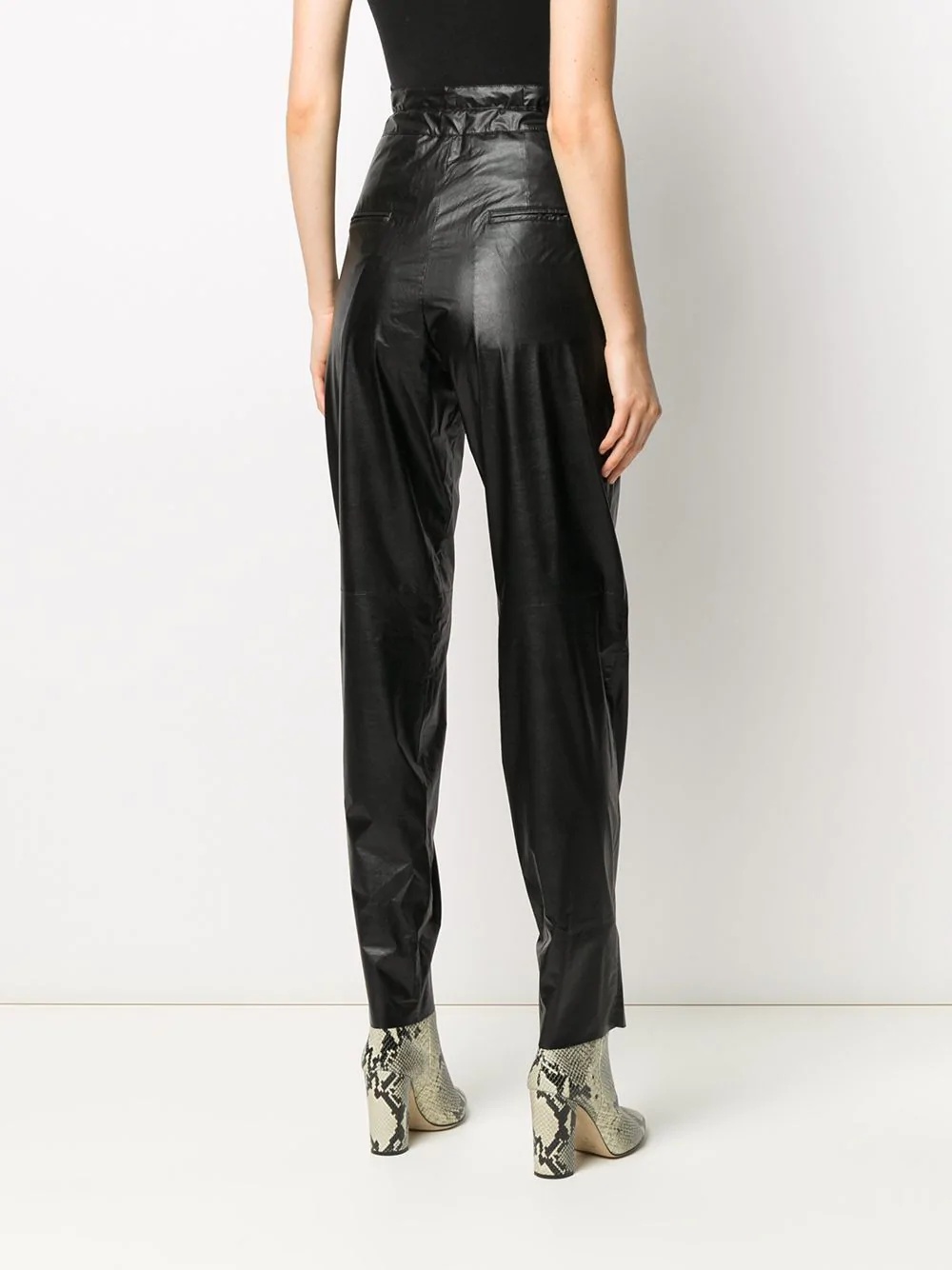 high-waisted tie-waist trousers - 4