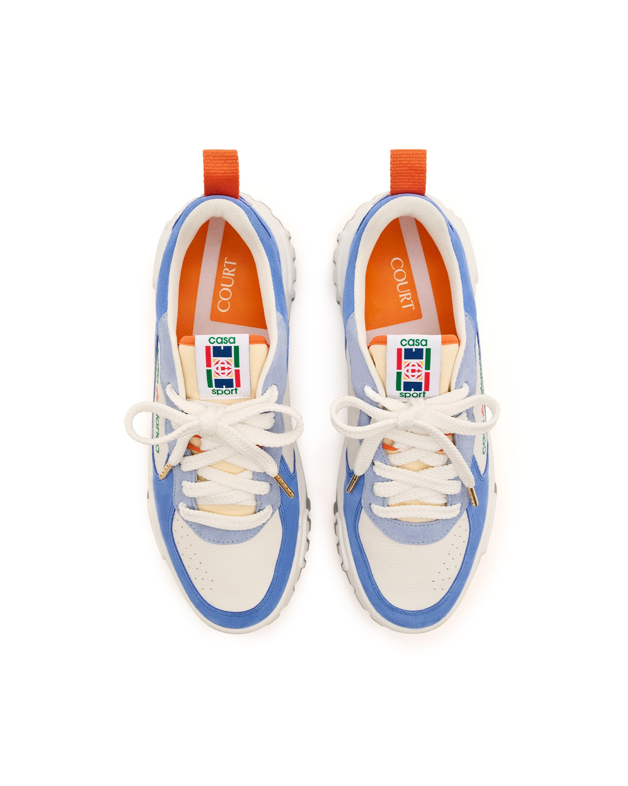 Women's White & Blue Court Sneaker - 8