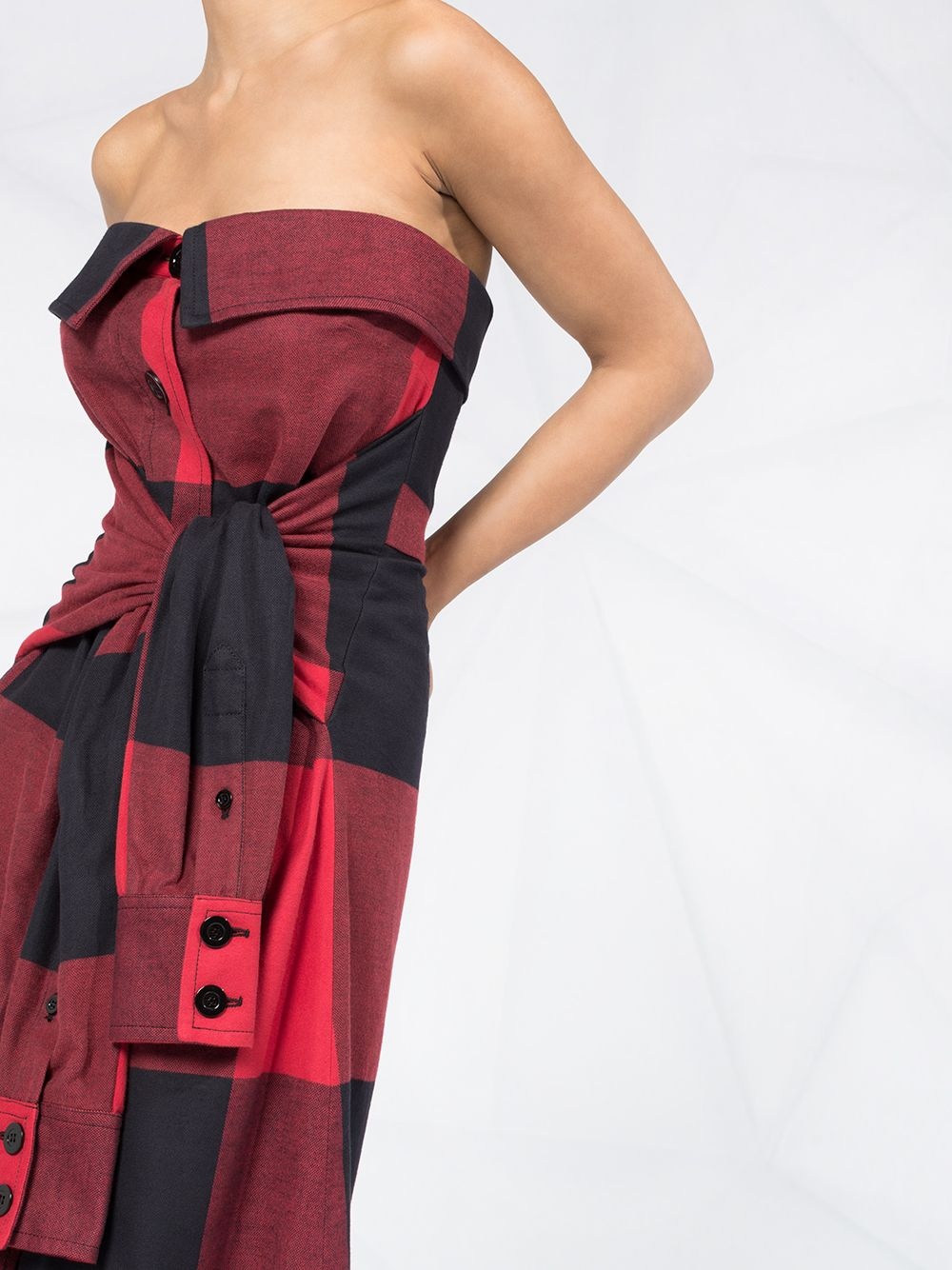 plaid strapless dress - 5