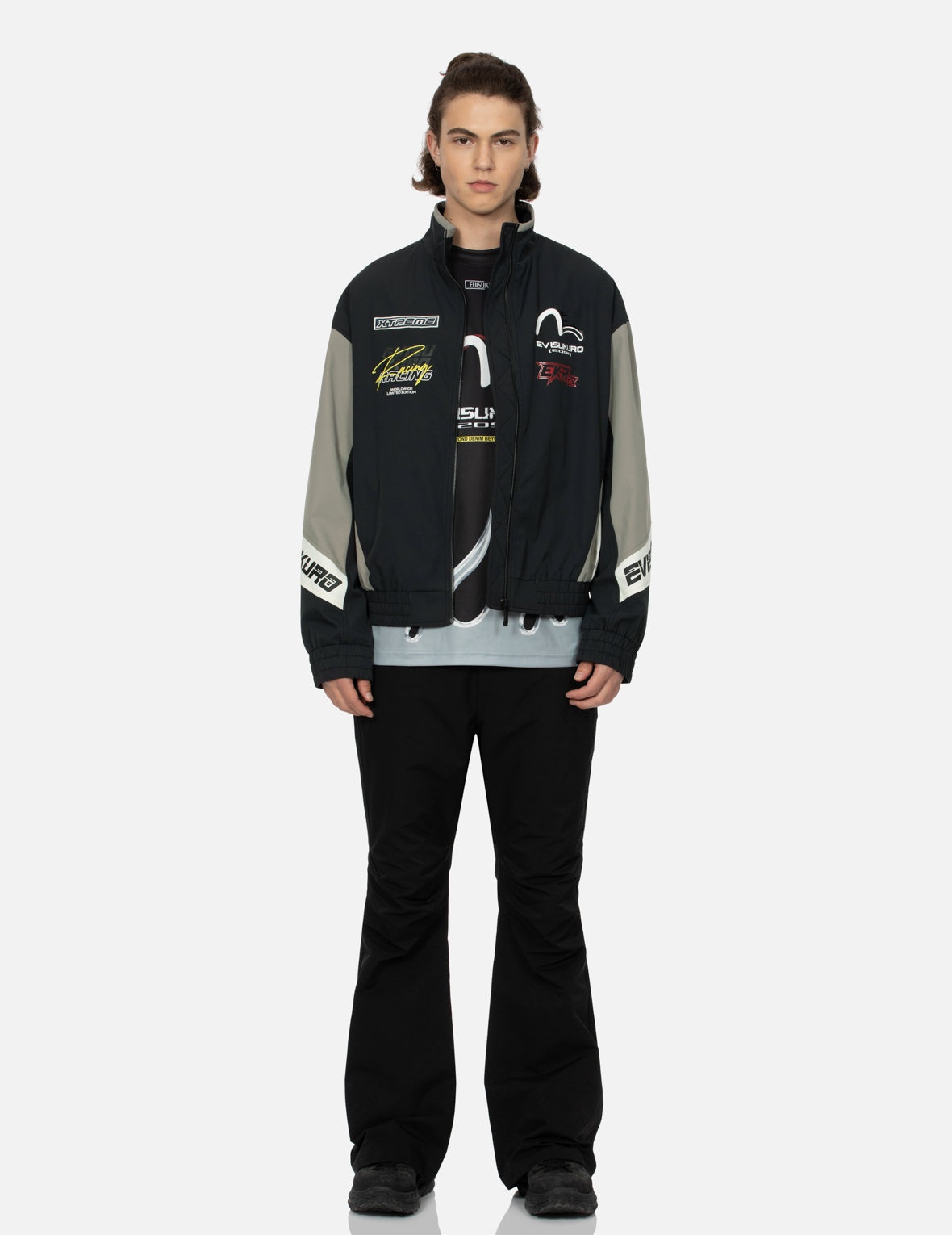Multi-Logo Print Fashion Fit Racing Jacket - 5