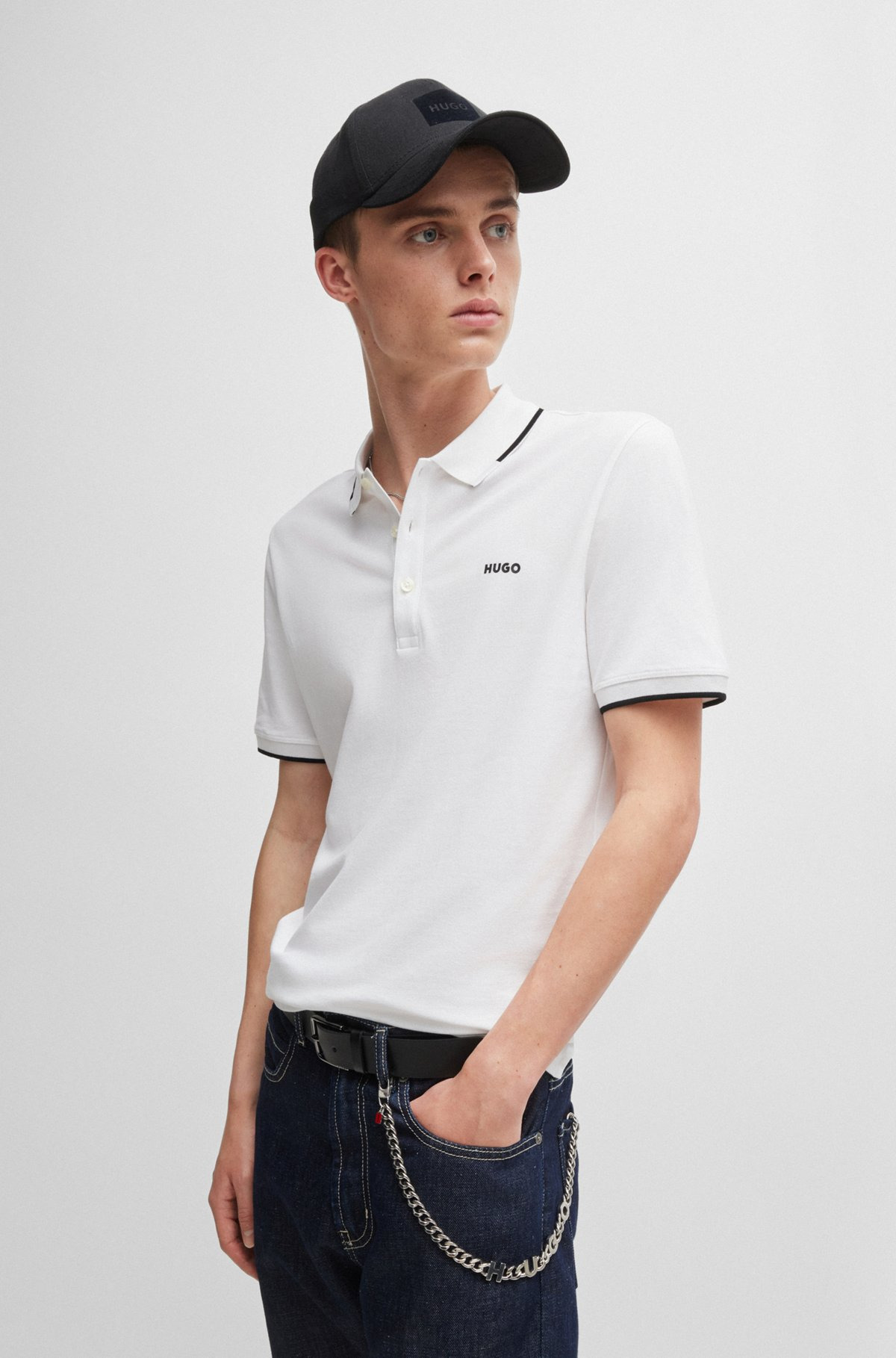 STRETCH-COTTON SLIM-FIT POLO SHIRT WITH PRINTED LOGO - 2