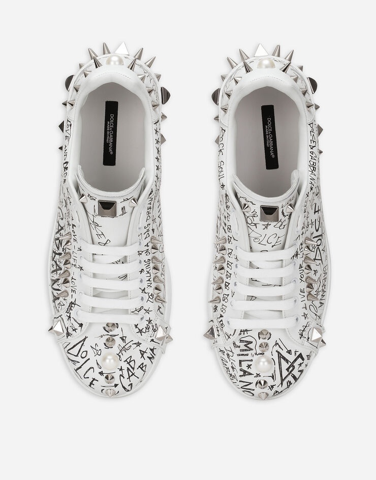 Calfskin nappa Portofino sneakers with studs - 4