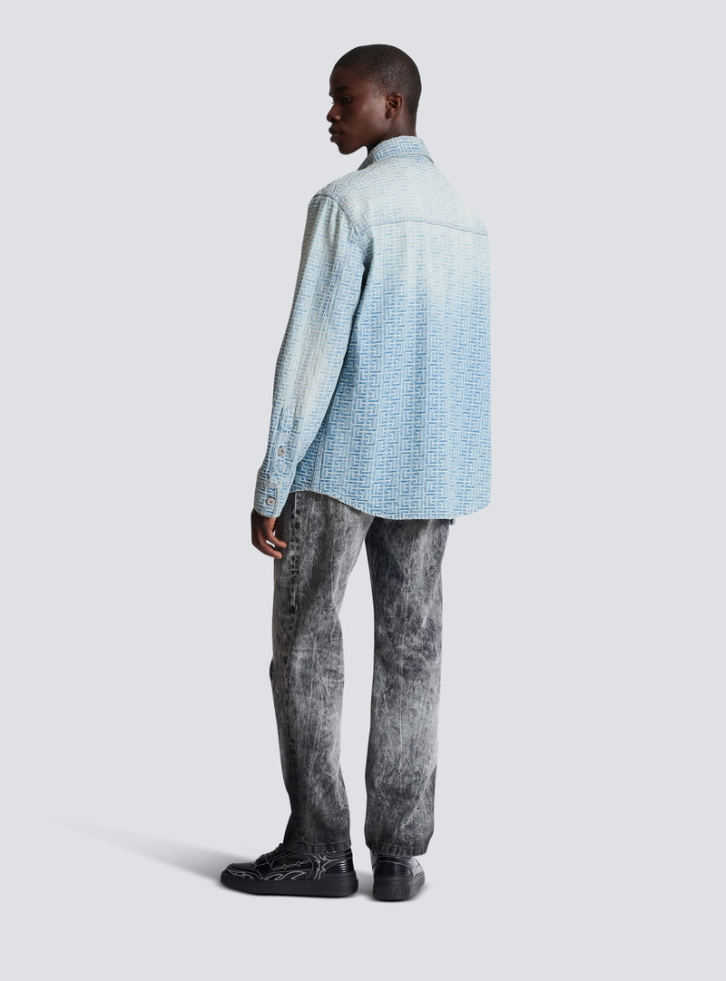 Monogrammed jacquard denim shirt 4