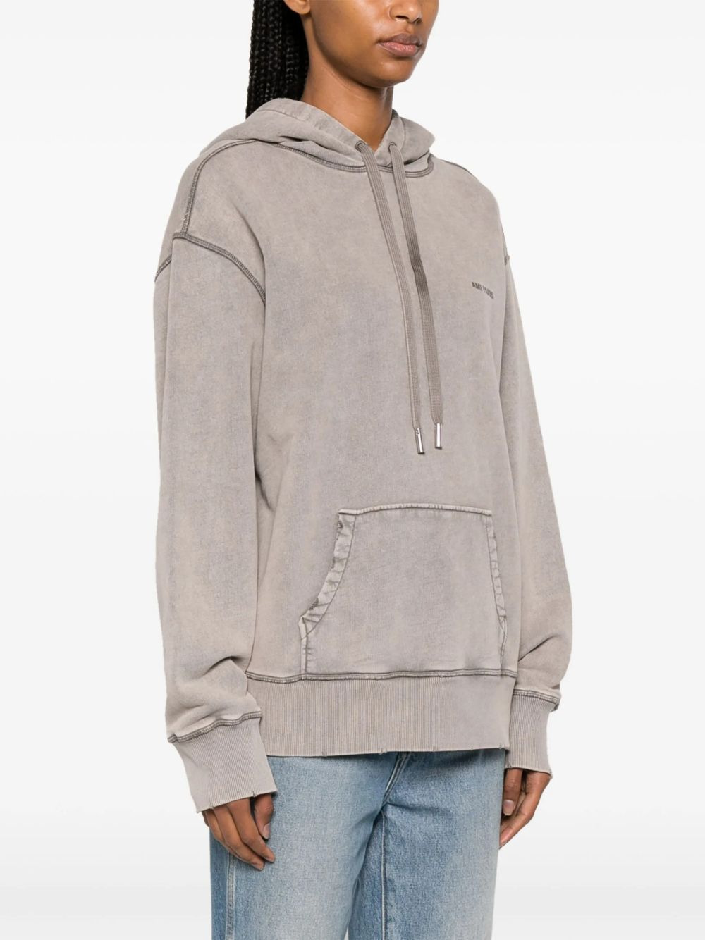 logo-embroidered cotton hoodie - 2