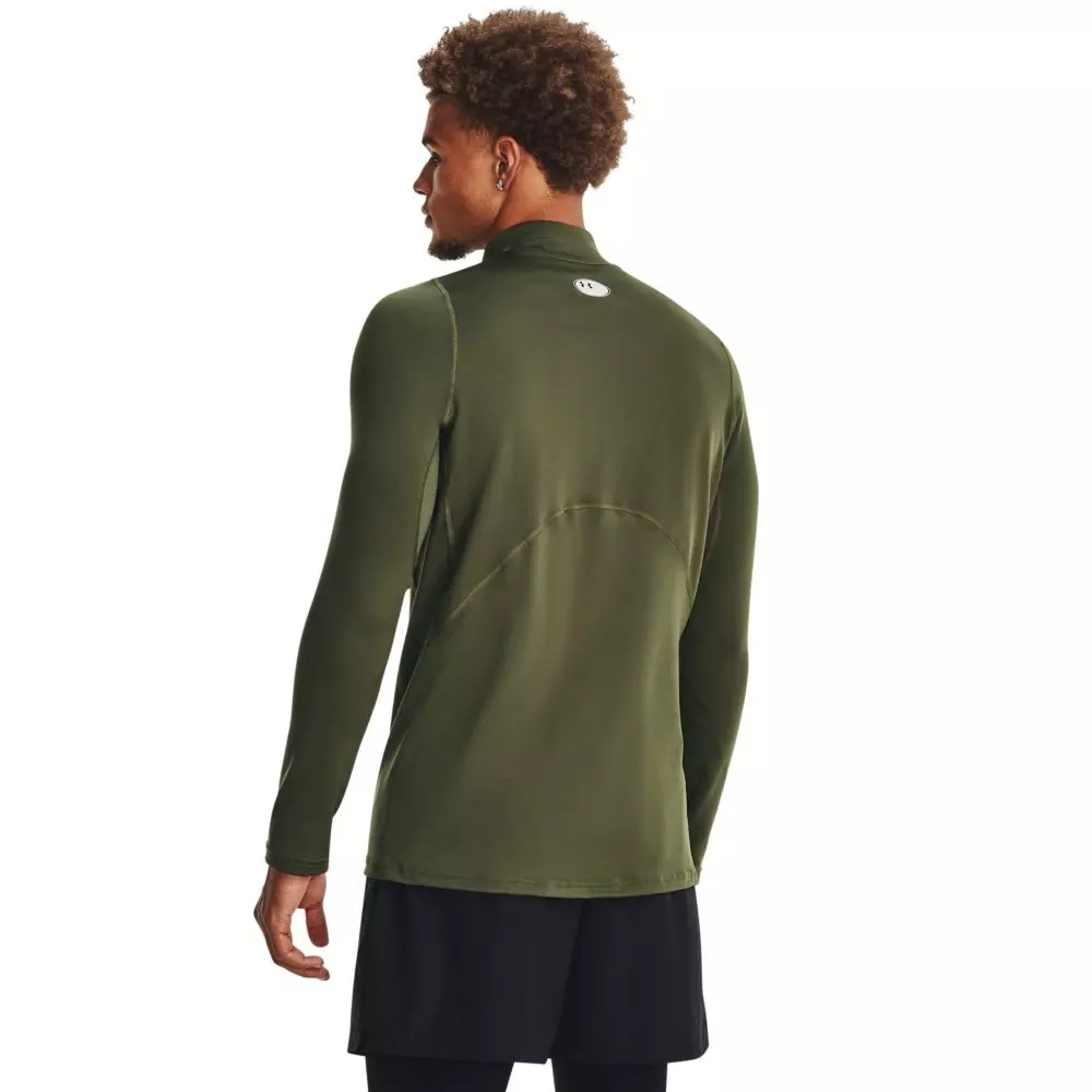 Men's ColdGear Fitted Mock Neck Shirt - Green/Black - 2