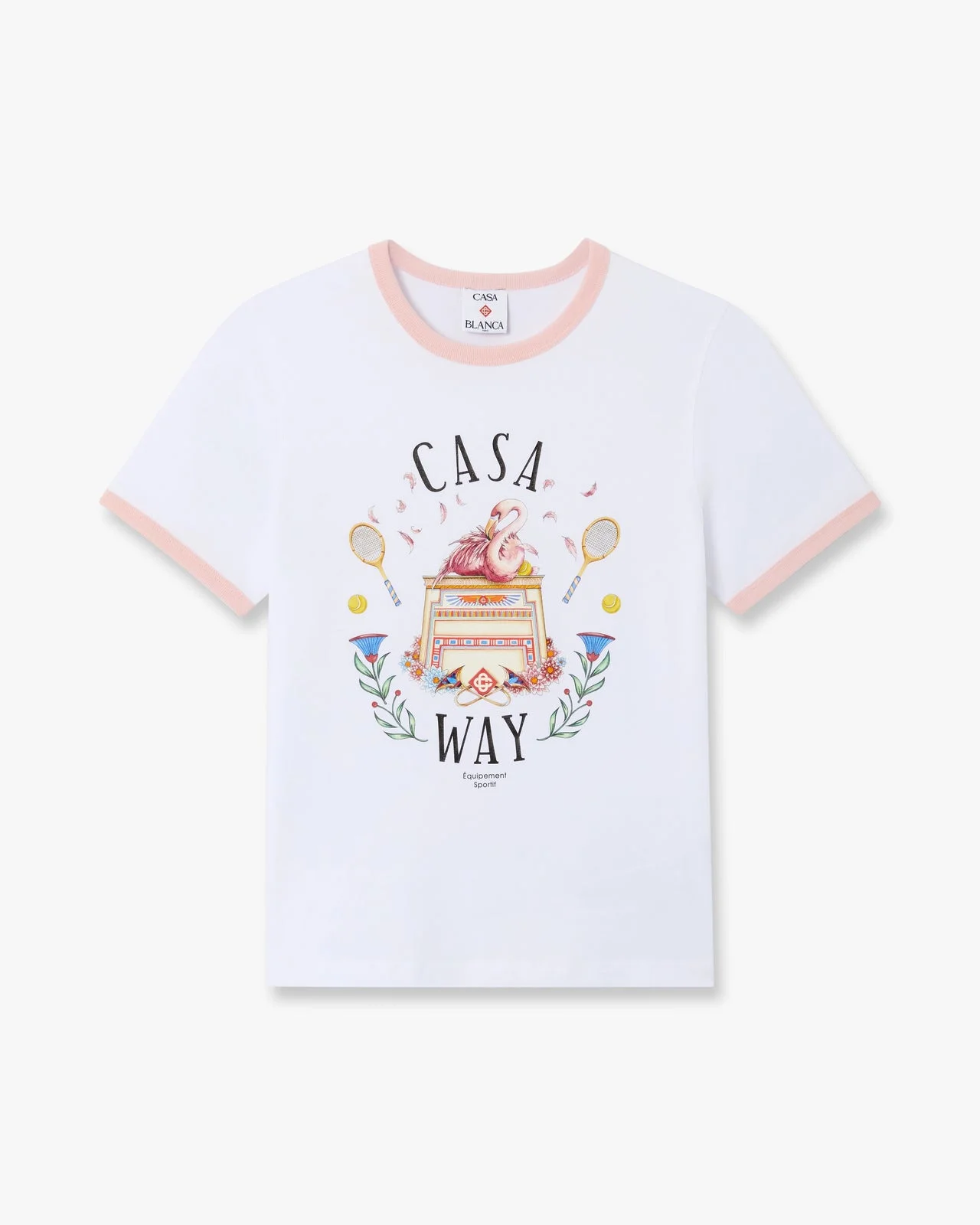 White Casaway Ringer Short Sleeve T-Shirt | Casablanca Paris - 1