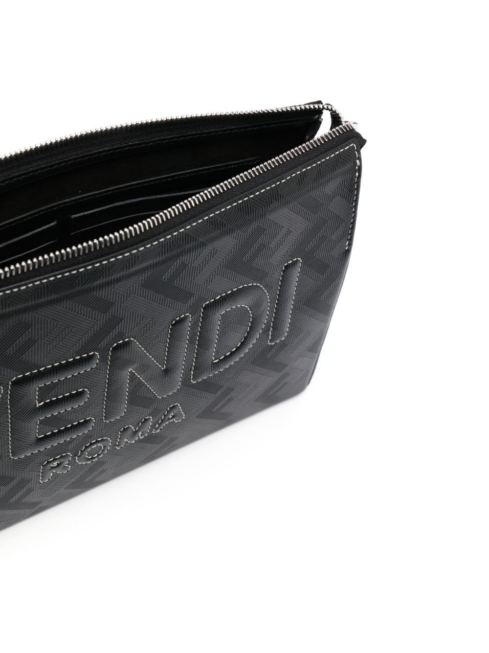 embossed-logo leather clutch bag - 5