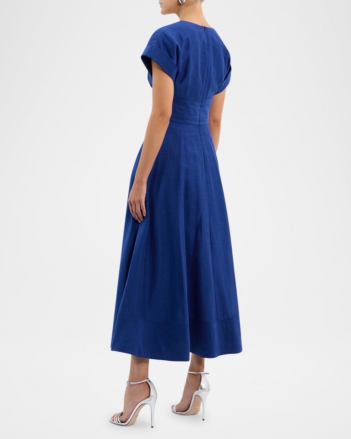 Cera Deep V-Neck Bow Midi Dress - 3
