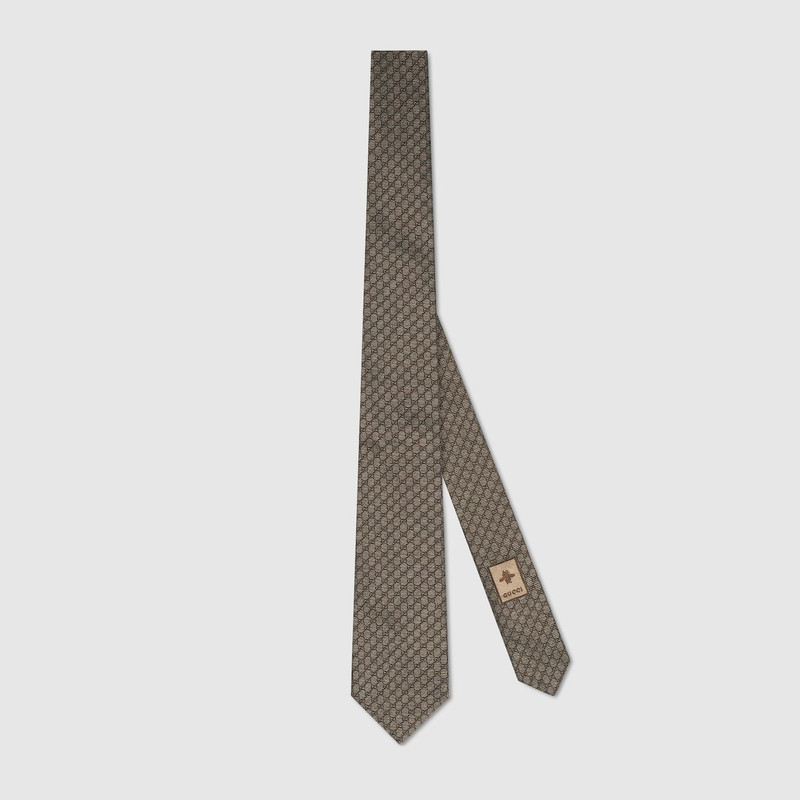 Interlocking G silk wool jacquard tie 1