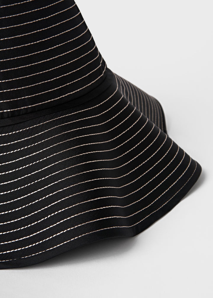 Embroidered silk sun hat black - 4
