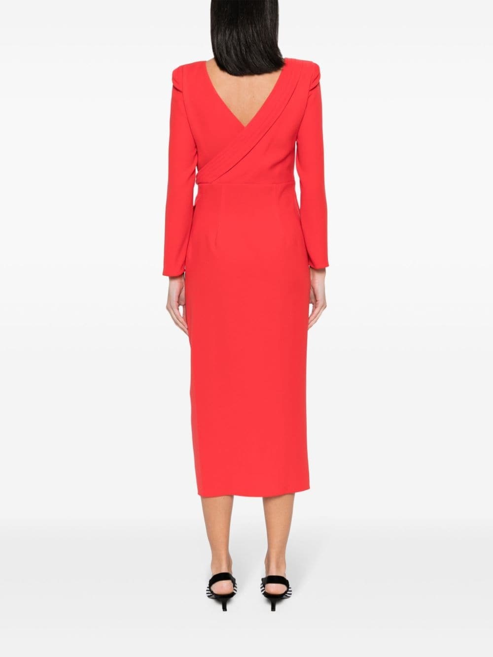 draped crepe midi dress - 4