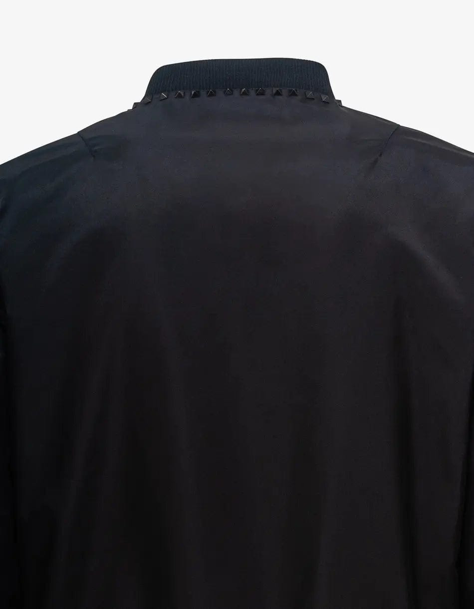 Valentino Black Untitled Stud Bomber Jacket - 4