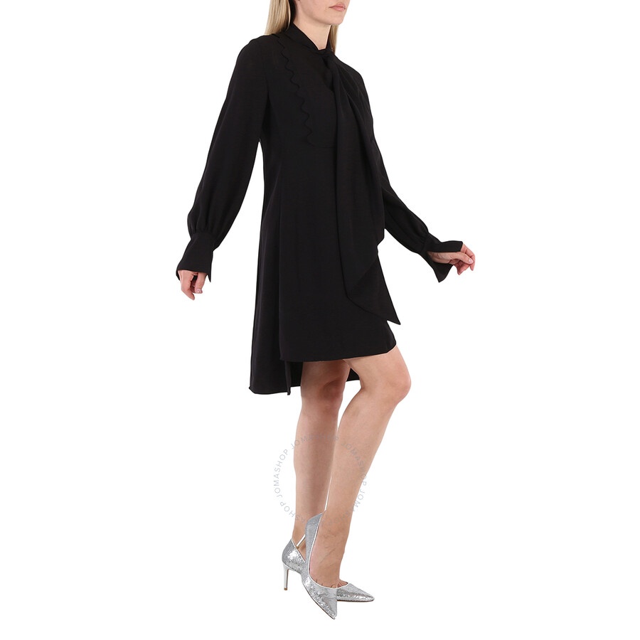 Chloe Ladies Black Pussy Bow Scallop Shift Dress - 4