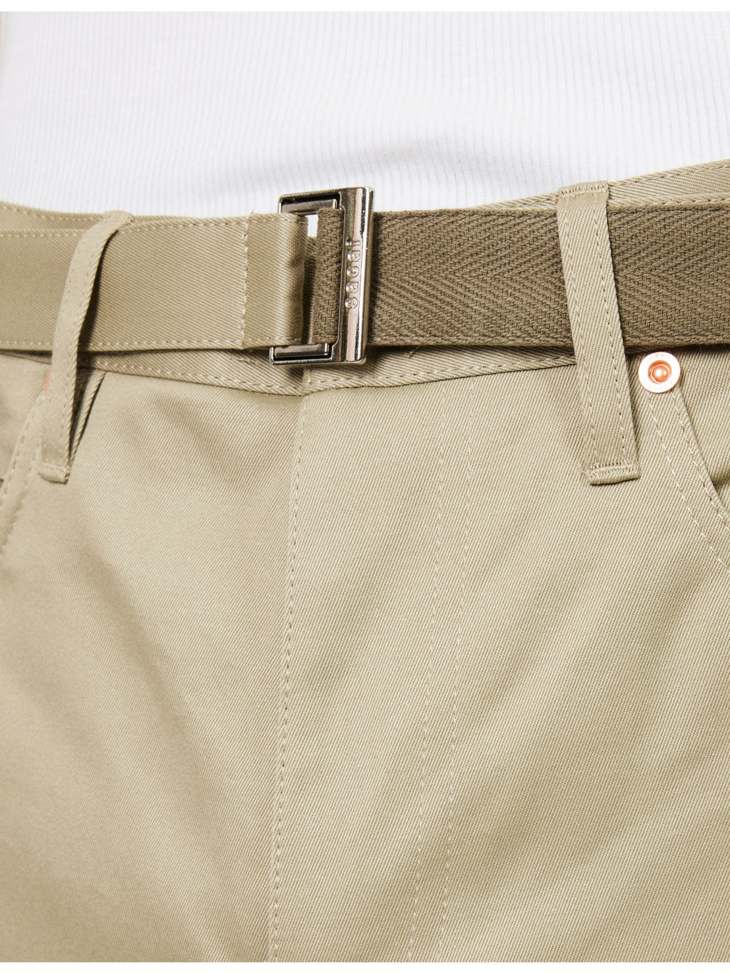 Belted Straight-Leg Cotton Chino Trousers - 5