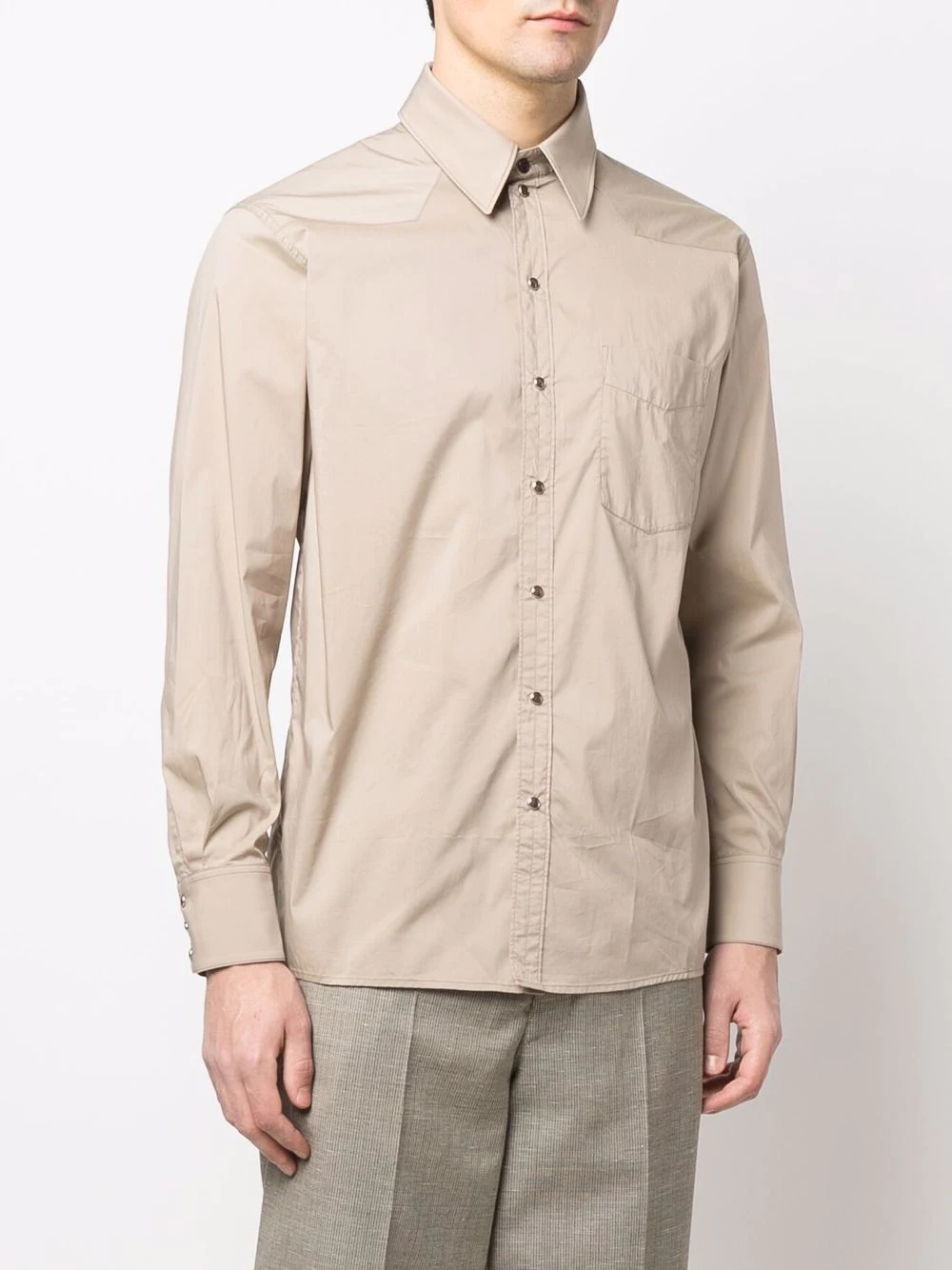 chest-pocket collared long-sleeve shirt - 3