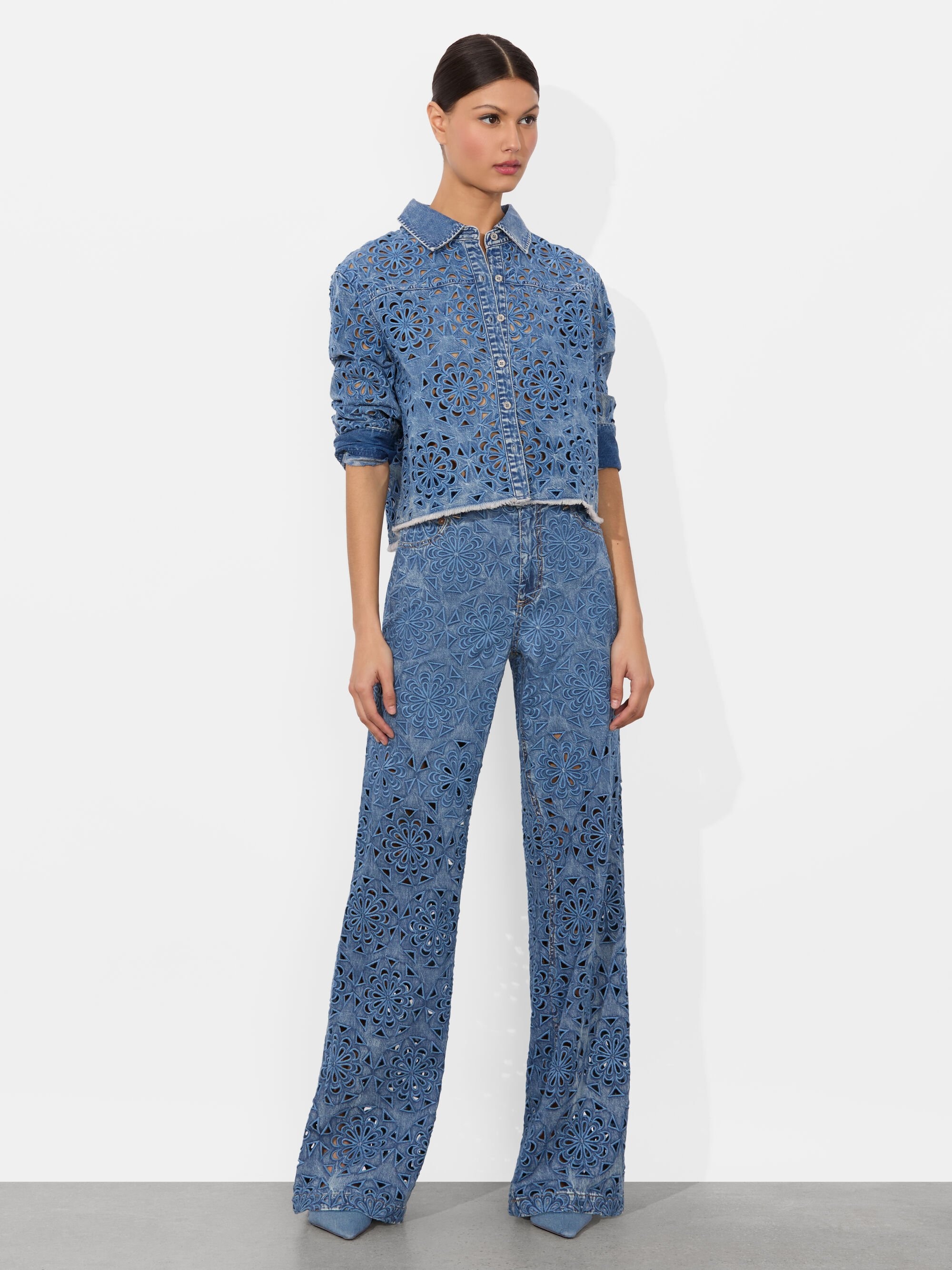 FINELY LASERCUT DENIM SHIRT - 6