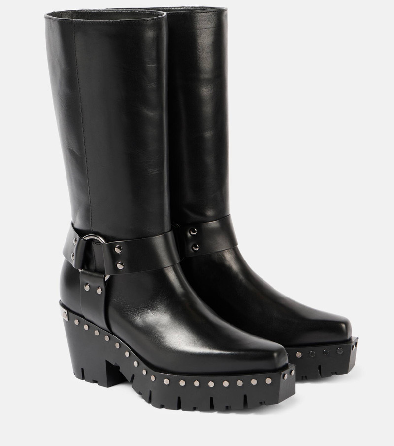 Quinn 75 studded leather biker boots - 1