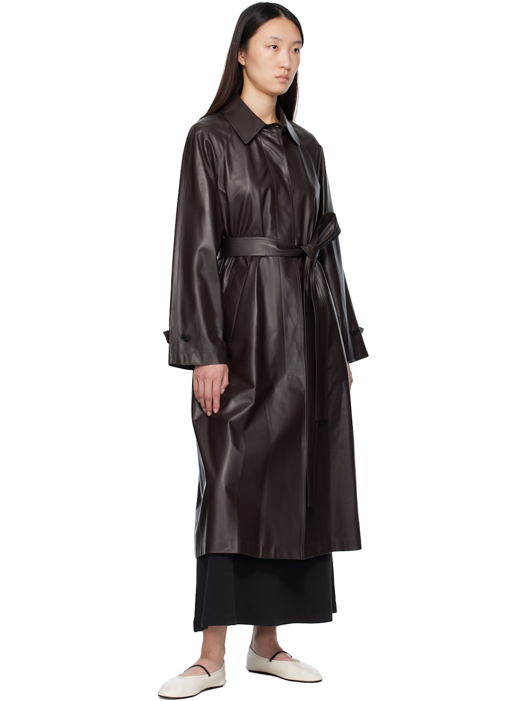Brown Ryota Leather Coat - 4