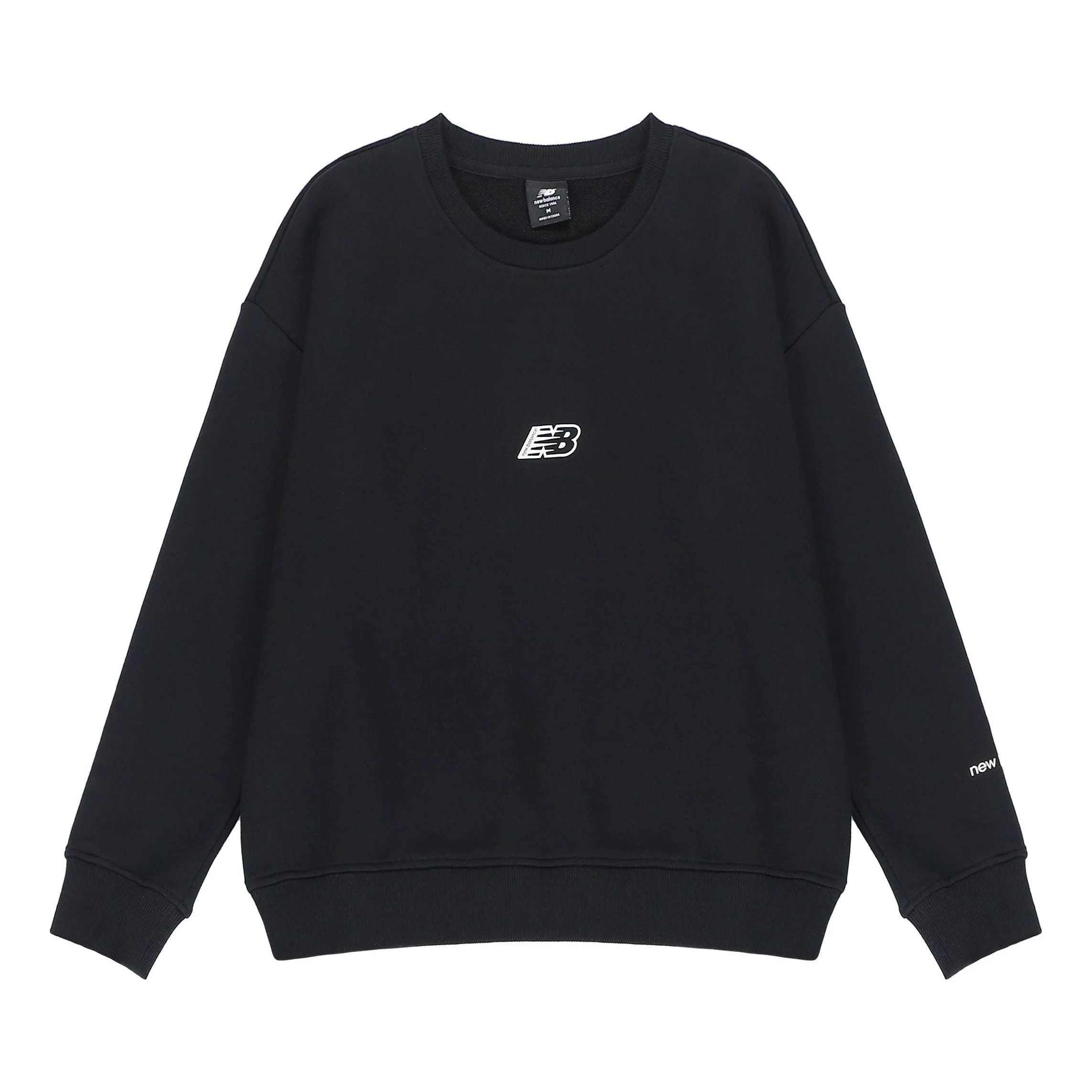 (WMNS) New Balance Essentials Sweatshirt 'Black White' AWT23514-BK - 1