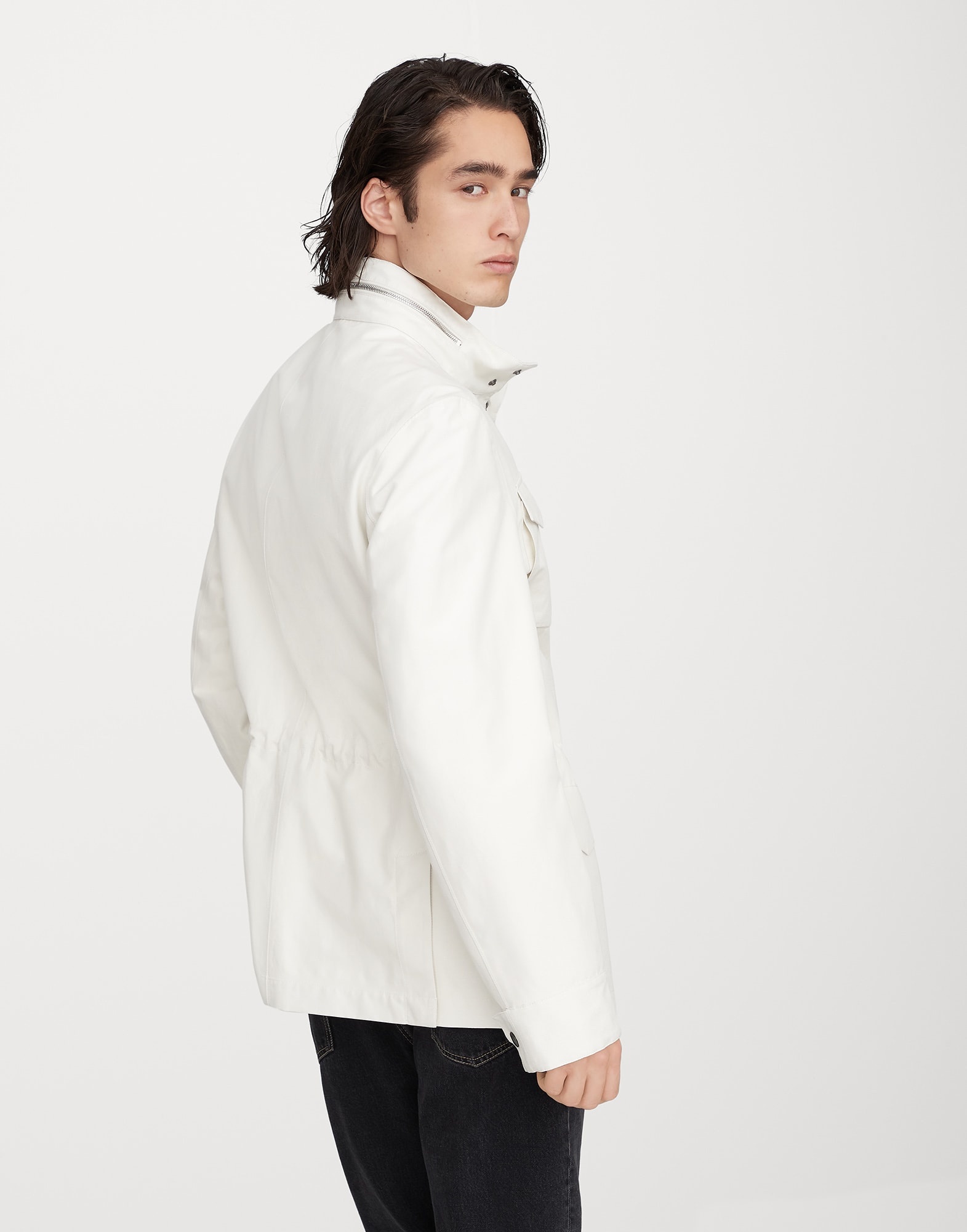 Linen and silk bonded panama field jacket with heat-bonded seams - 2