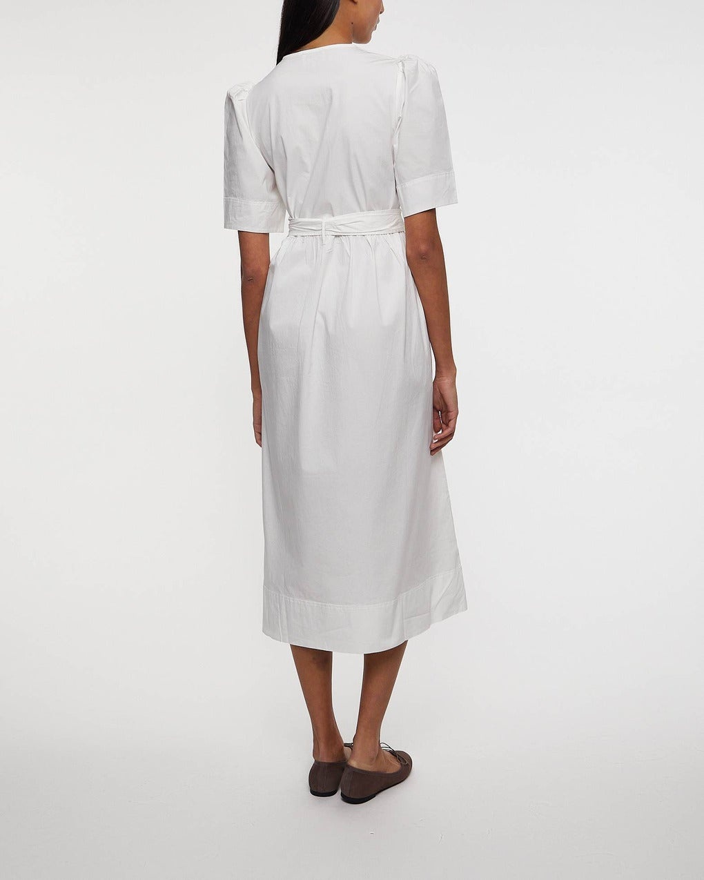 Dress Washed Stretch Cotton Strap Midi White - 4