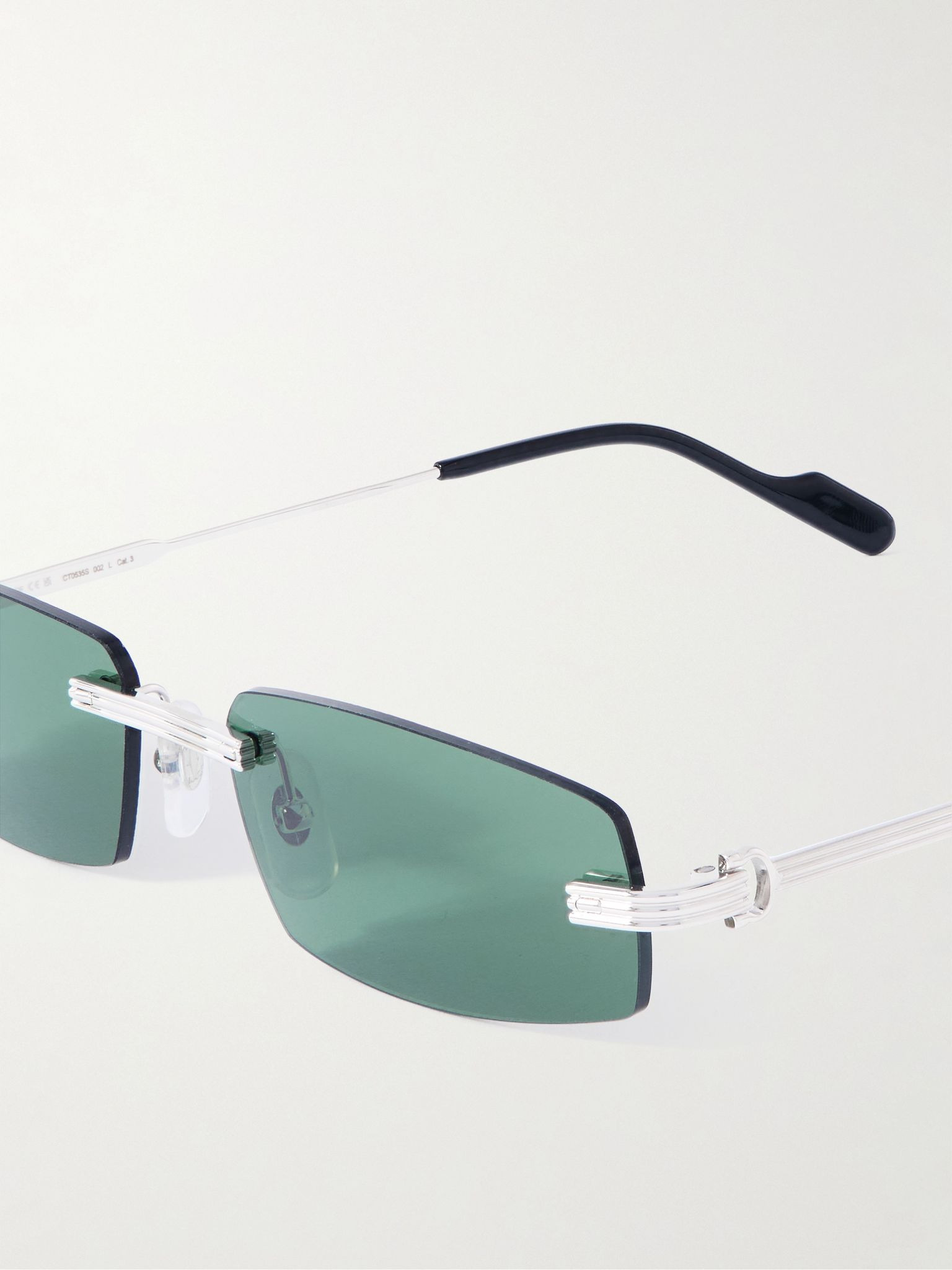 Rimless Rectangular-Frame Silver-Tone Sunglasses Silver - 3