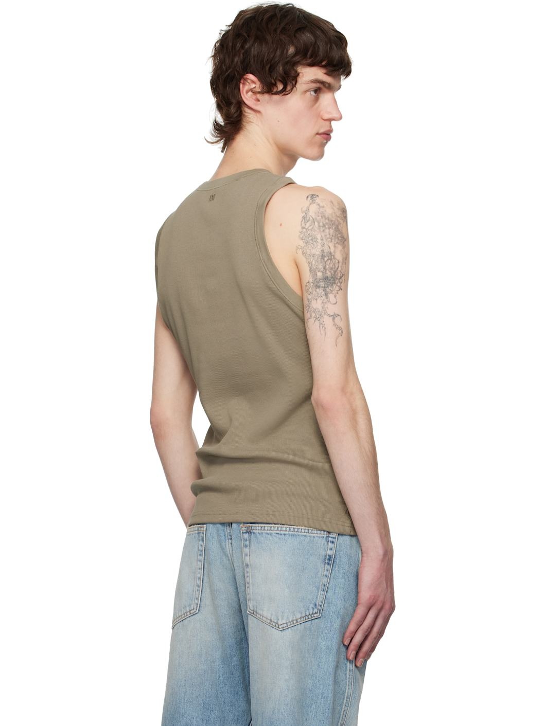 Khaki Cotton Rib Ami de Coeur Tank Top - 3