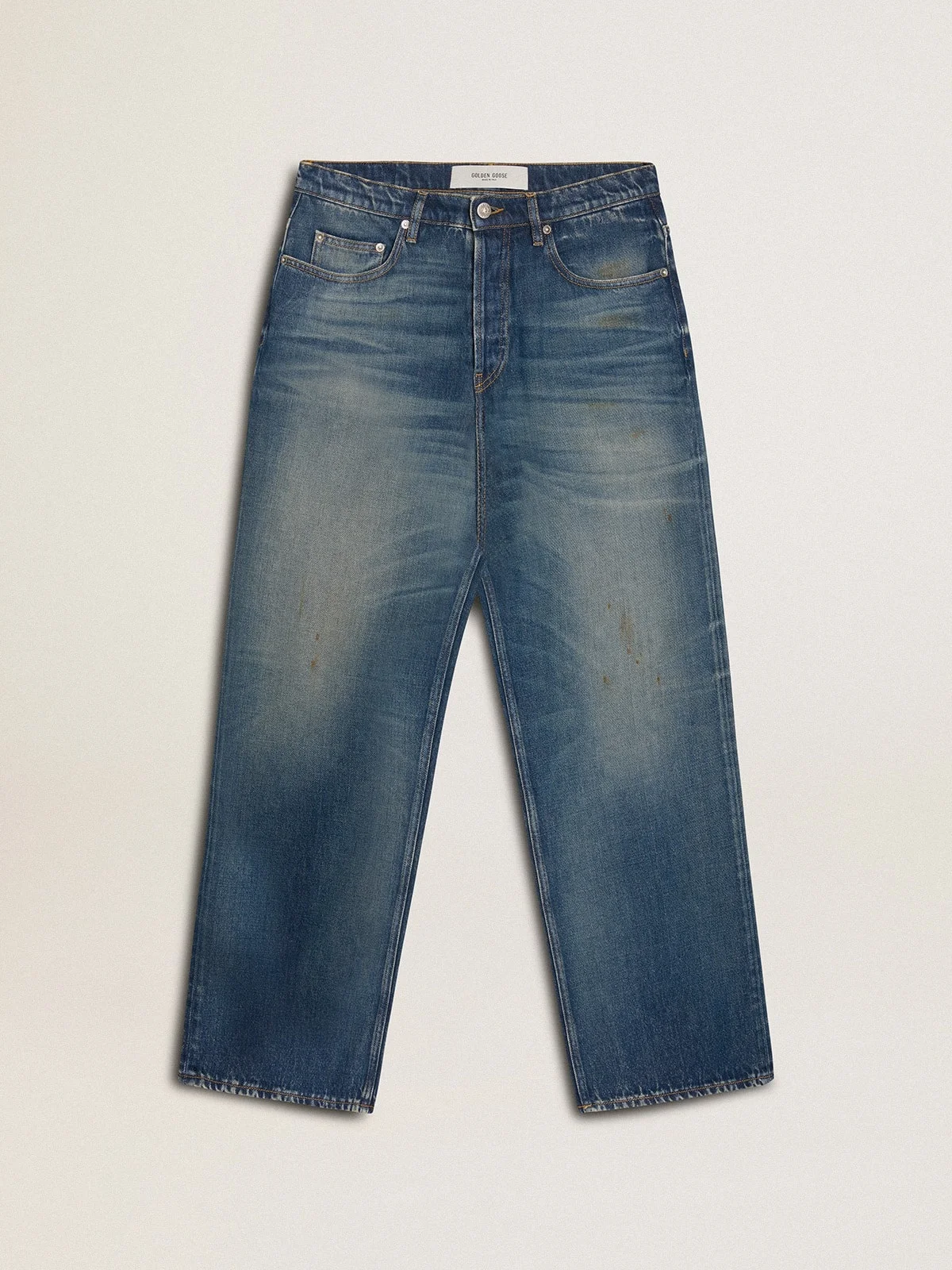 Men's loose fit medium wash CNY jeans - 1