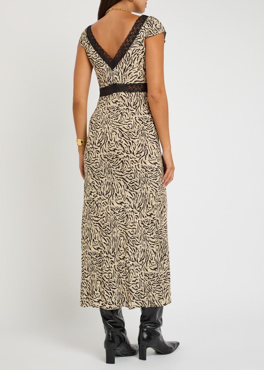 Rixo Iggy Leopard-print Crepe de Chine Midi Dress - 3