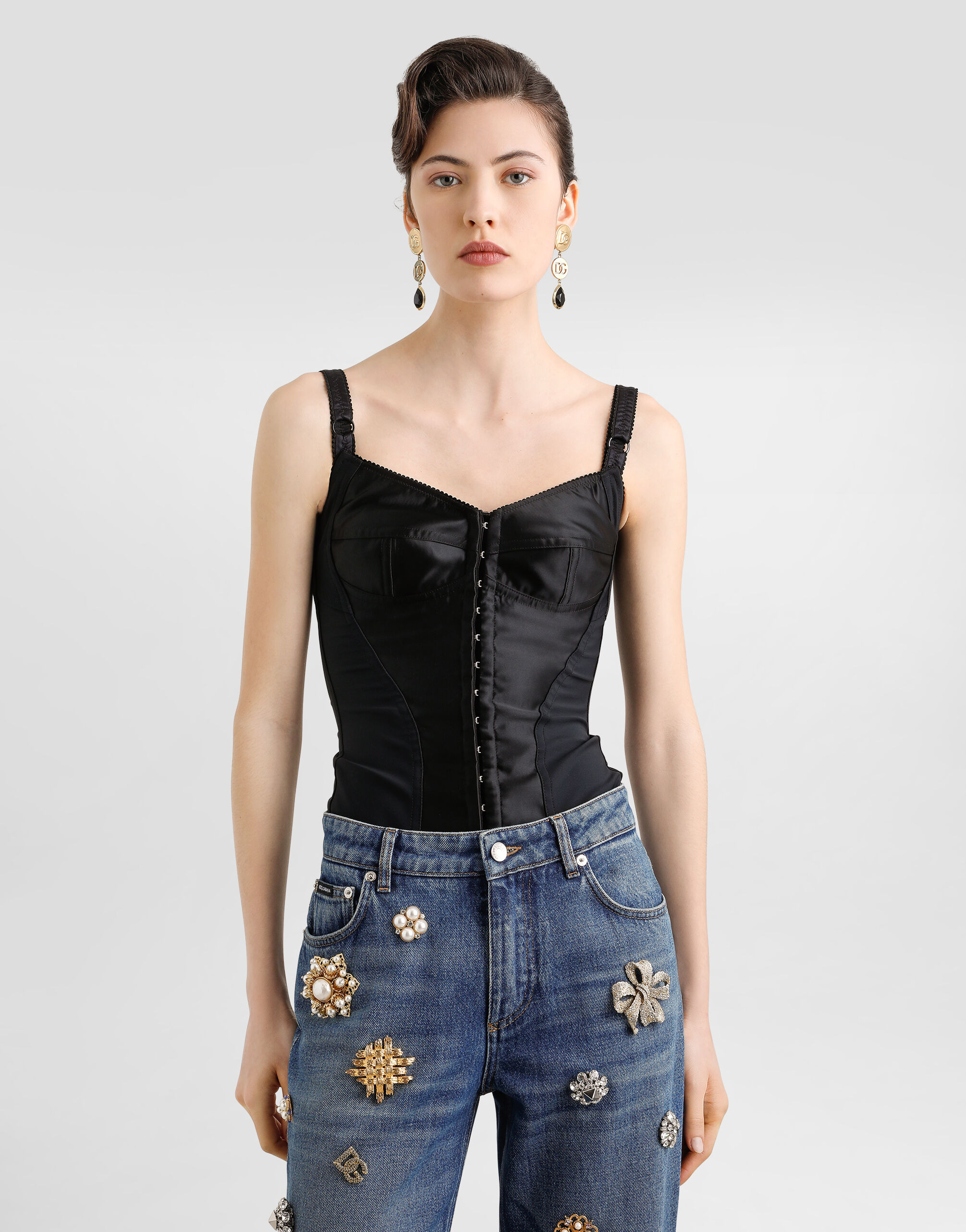 Elastic satin bustier top - 2
