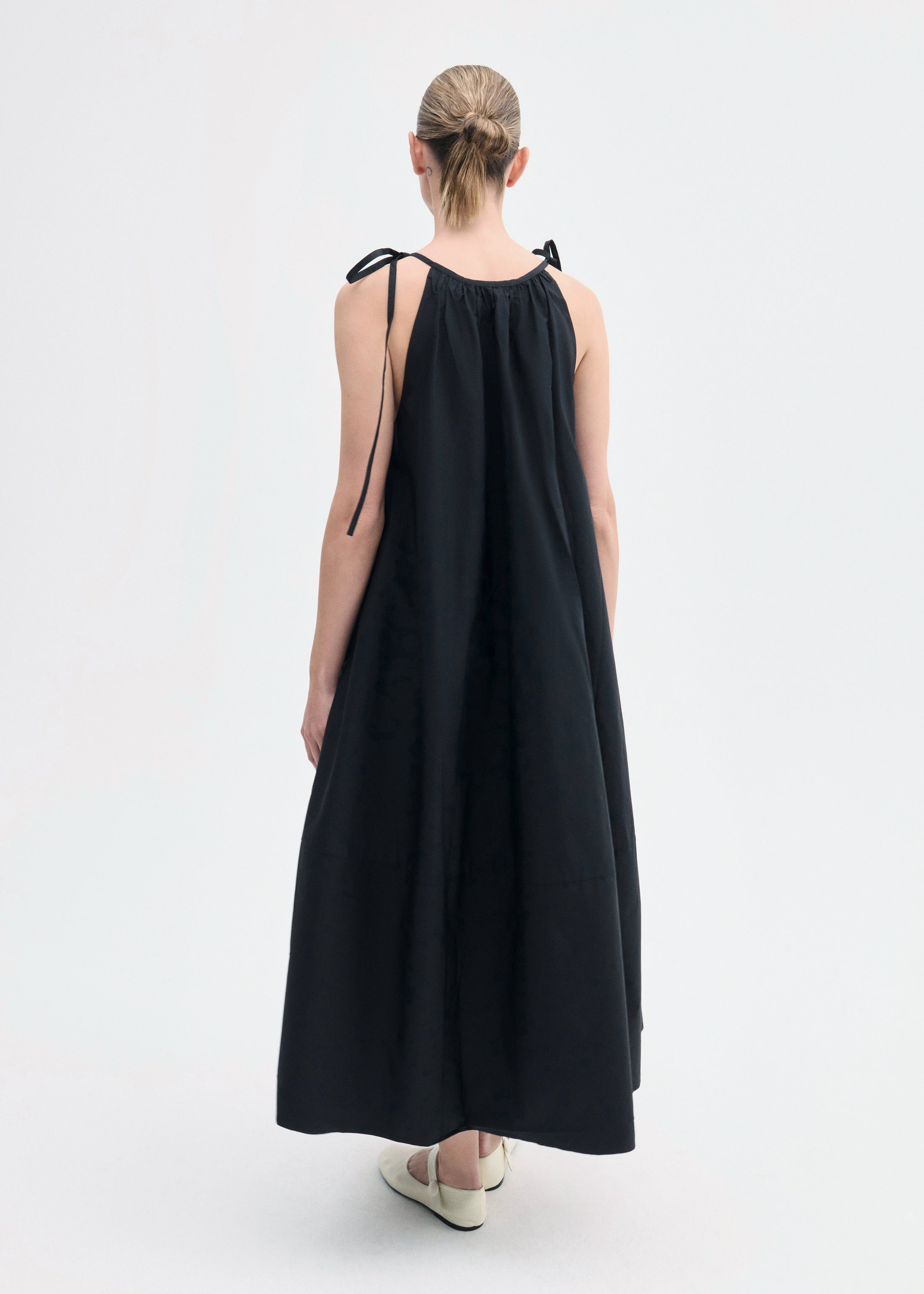 Gathered Halter Dress in Cotton Poplin - 3
