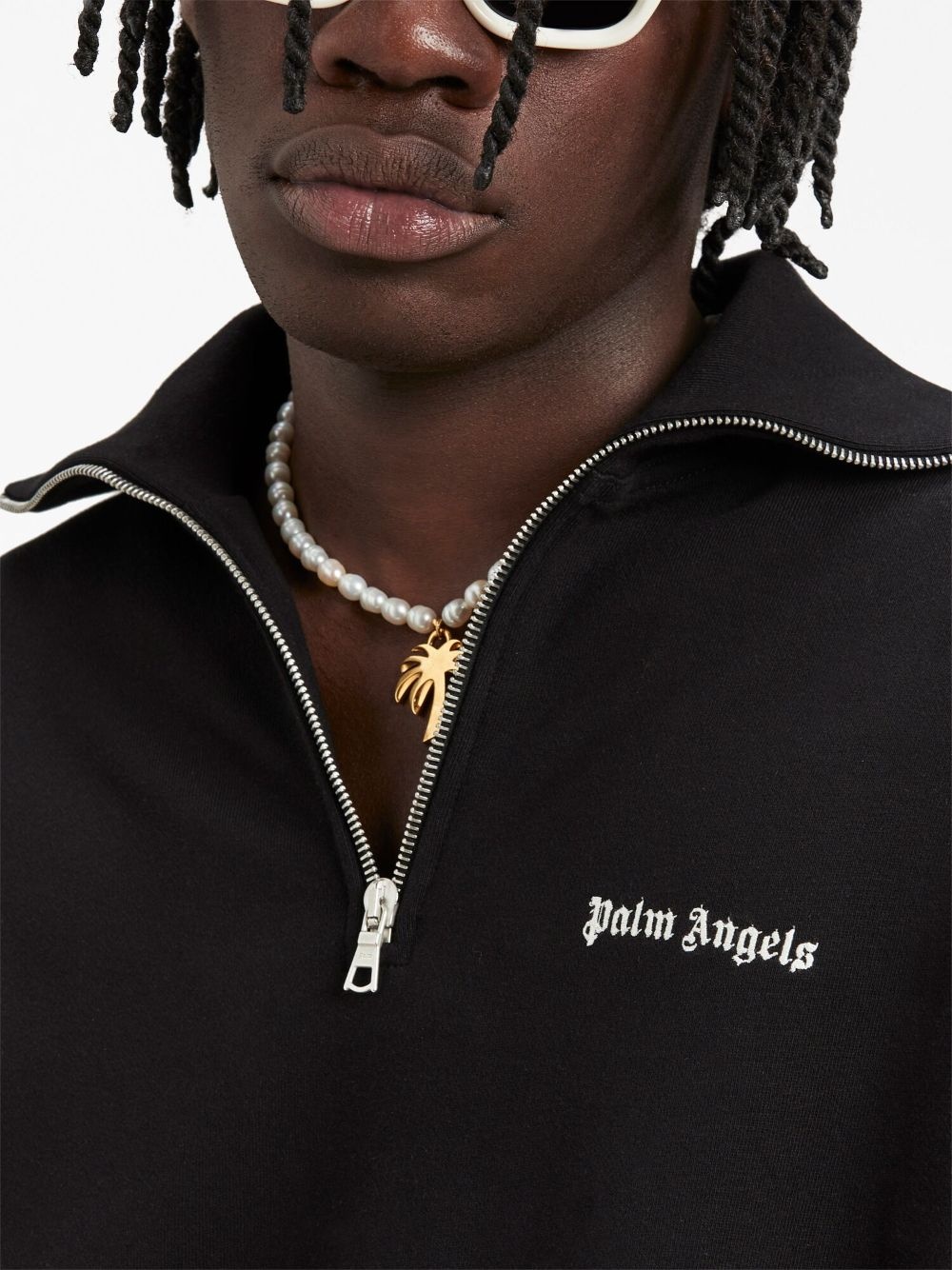 logo-embroidered half-zip sweatshirt - 6