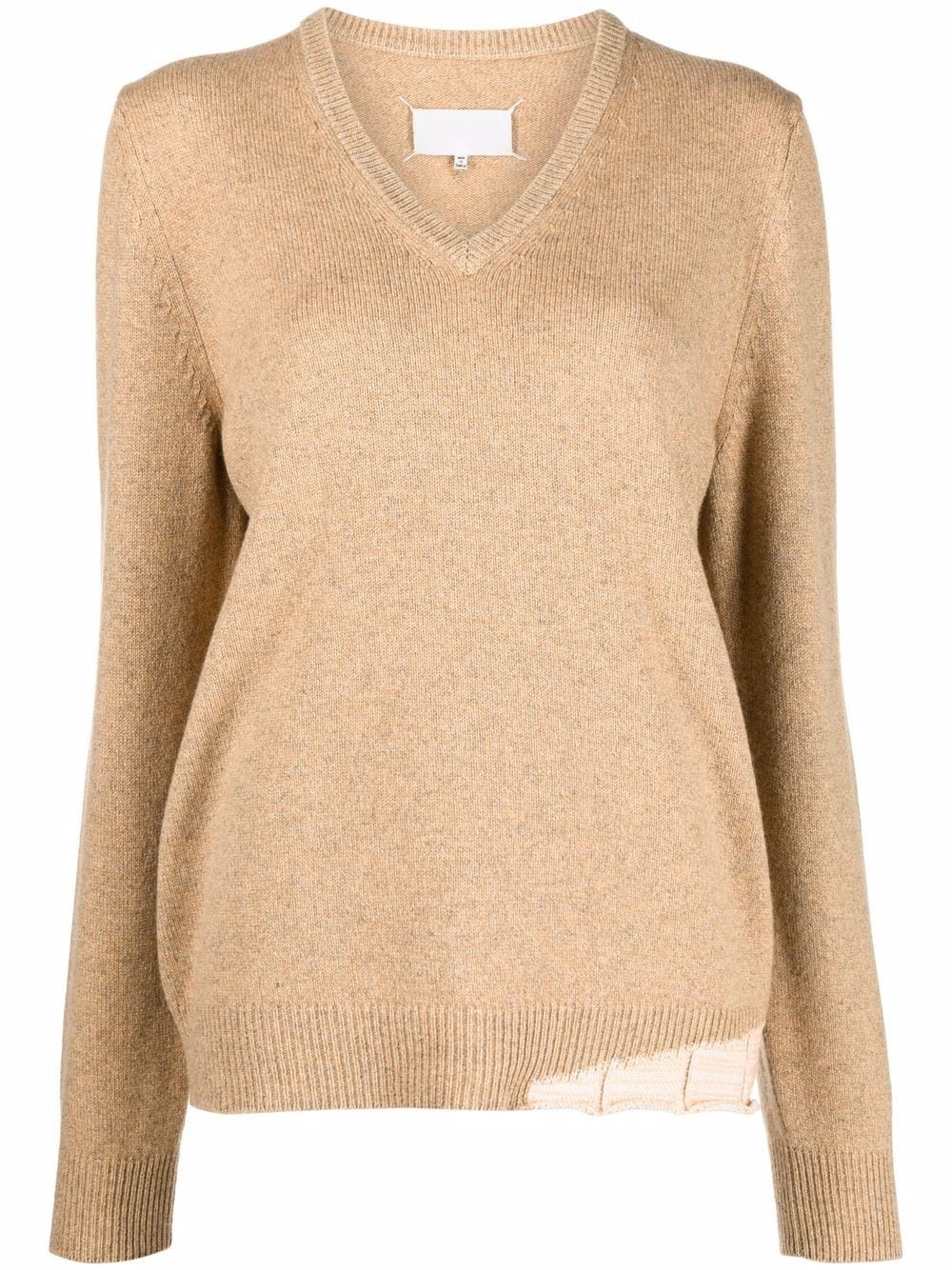 knitted V-neck jumper - 1