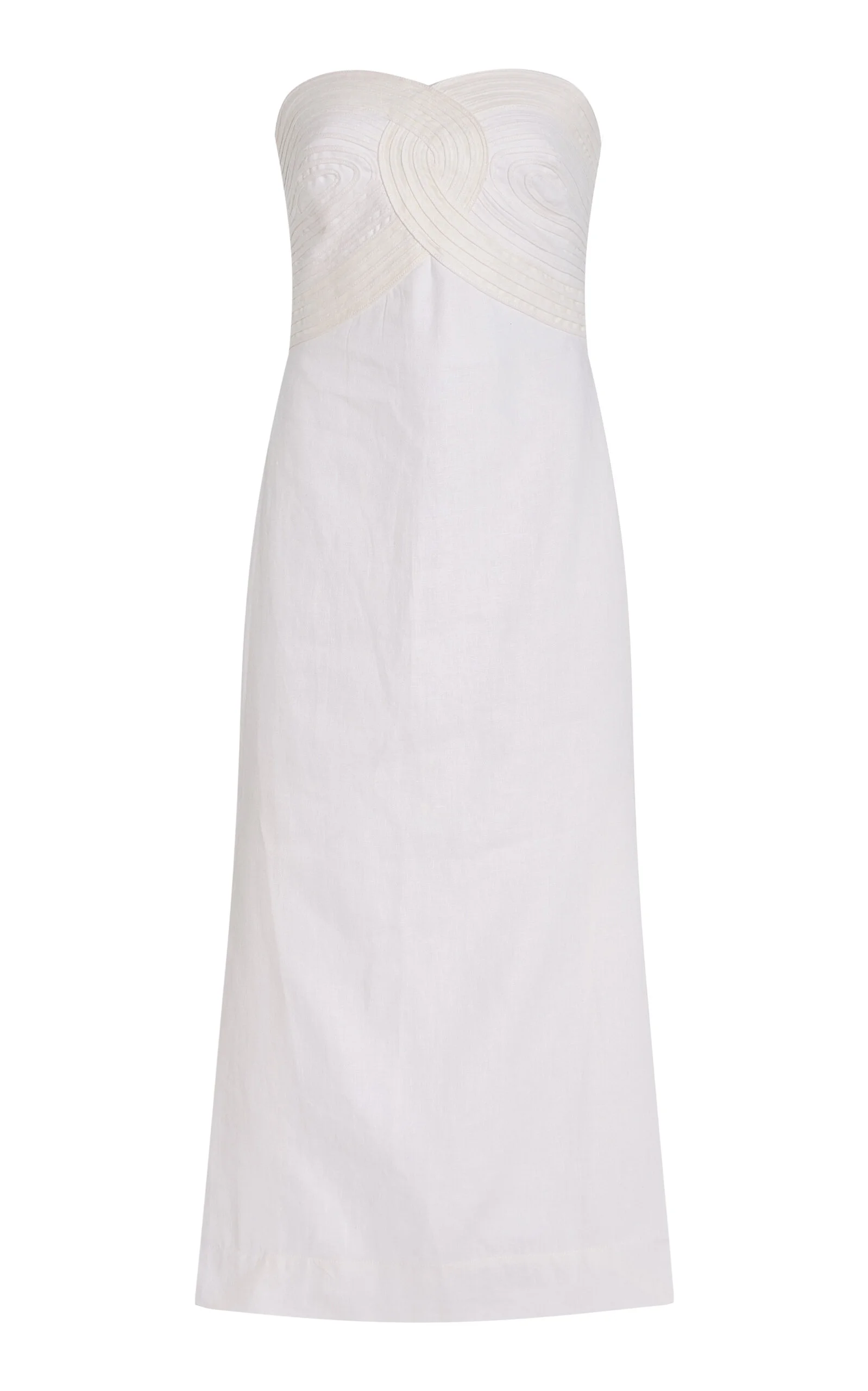 Exclusive Arco Embroidered Linen Midi Dress ivory - 1