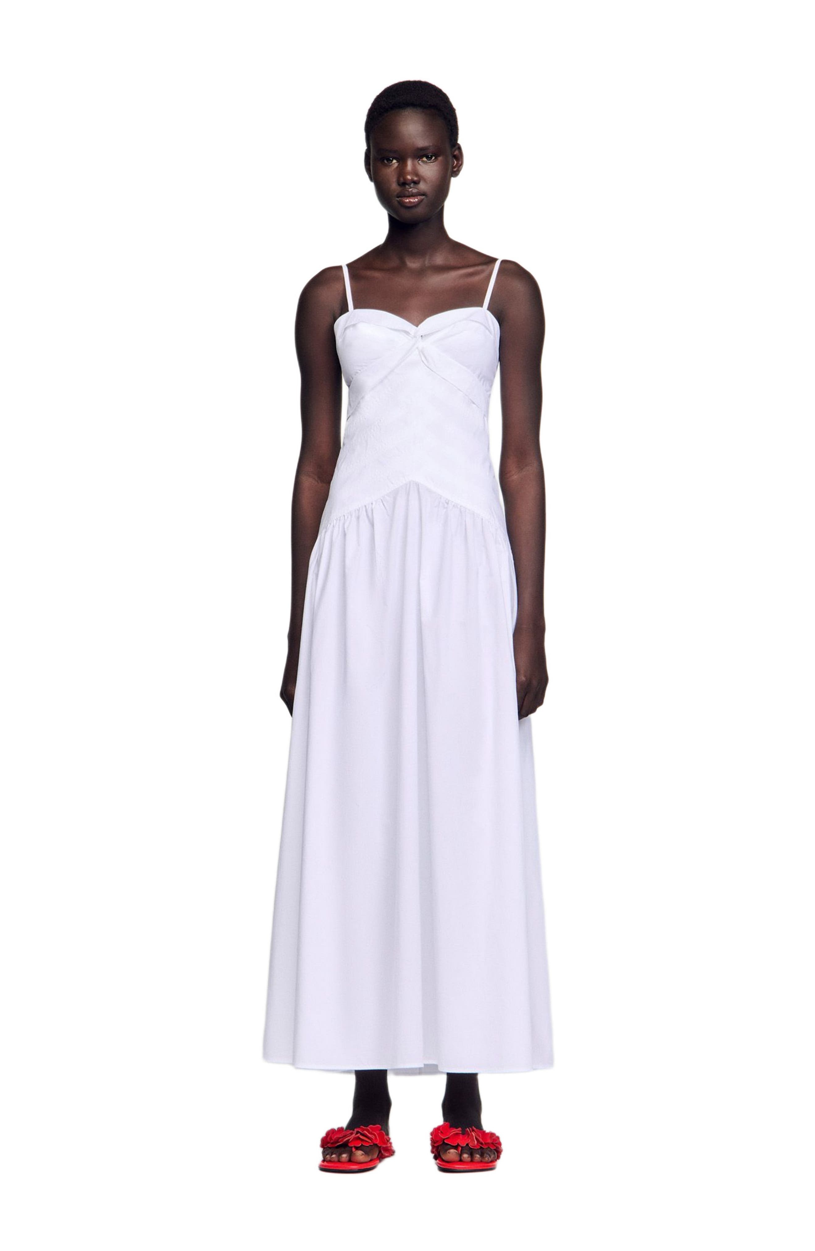 SANDRO Draped bustier maxi dress in White at Nordstrom - 1