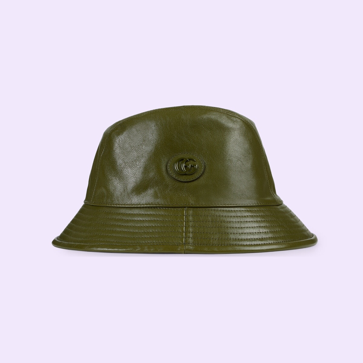 Leather bucket hat with Double G - 4