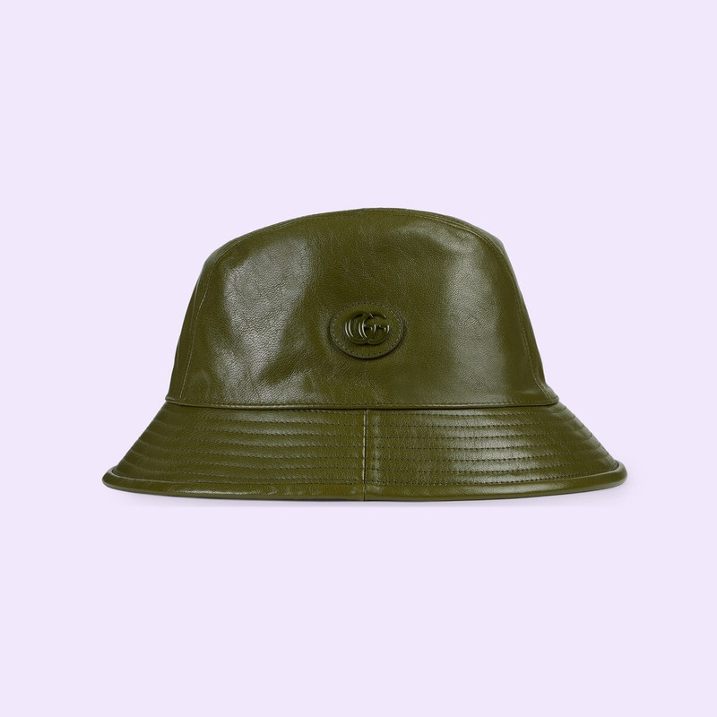 Leather bucket hat with Double G 4