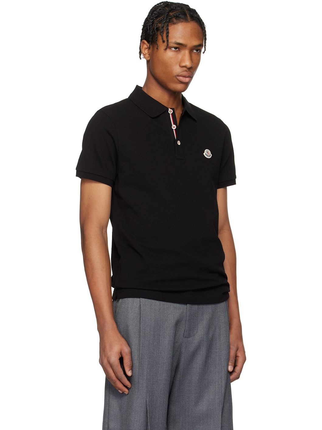 Black Logo Patch Cotton Polo - 2
