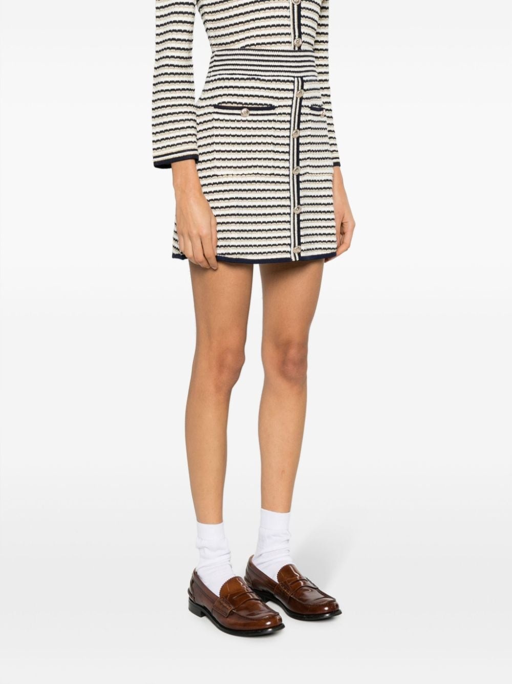 decorative-buttons striped miniskirt - 3