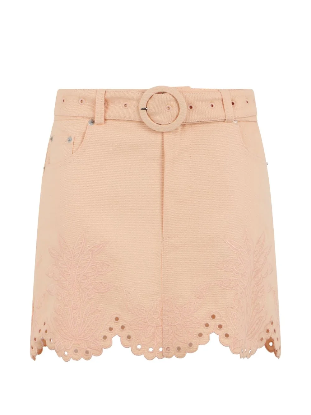 floral-embellished belted mini skirt - 1
