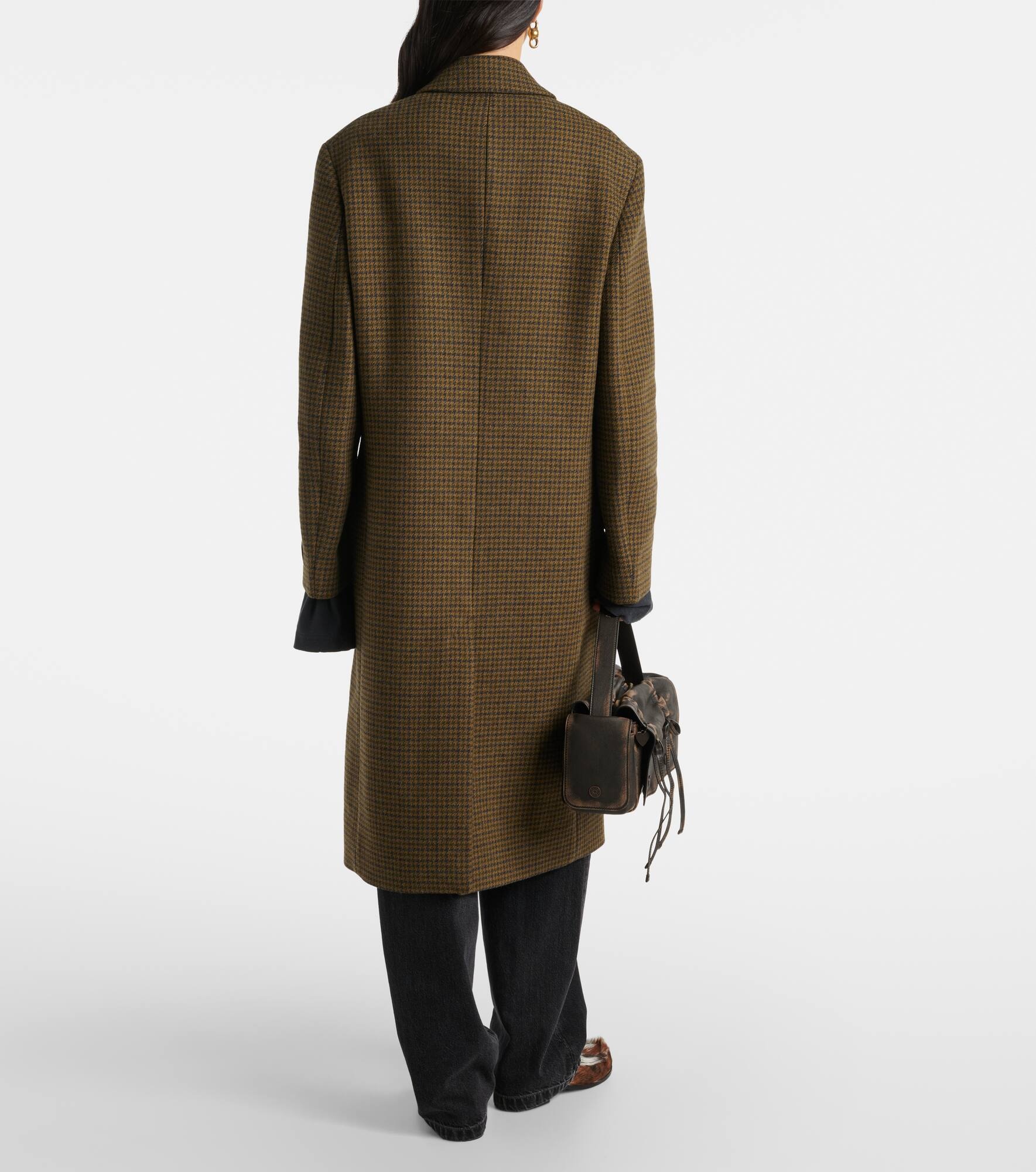 Checked double-breasted wool-blend coat - 3