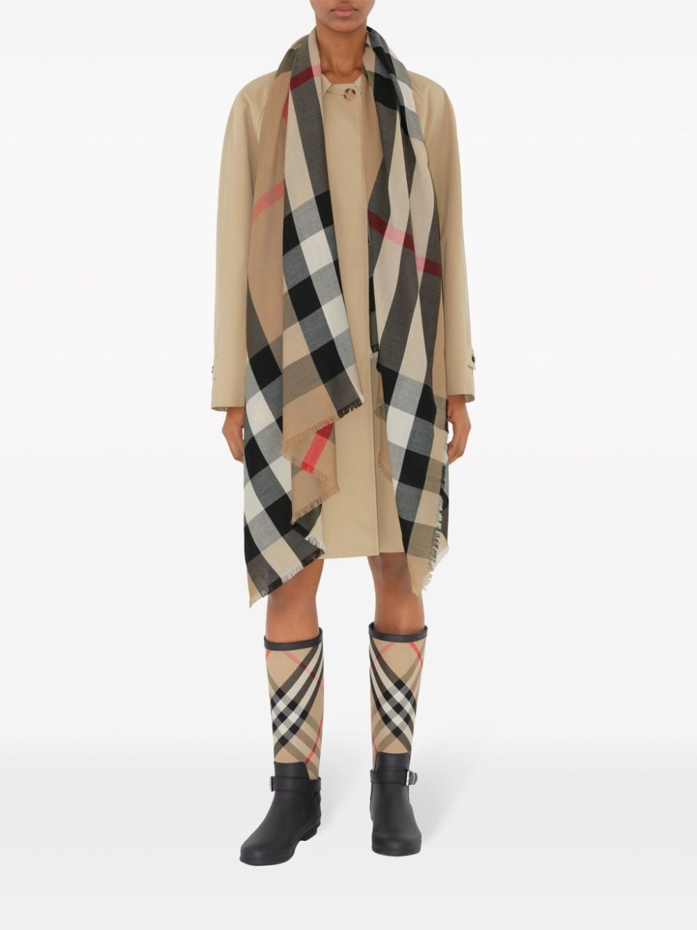 House Check cashmere scarf - 4