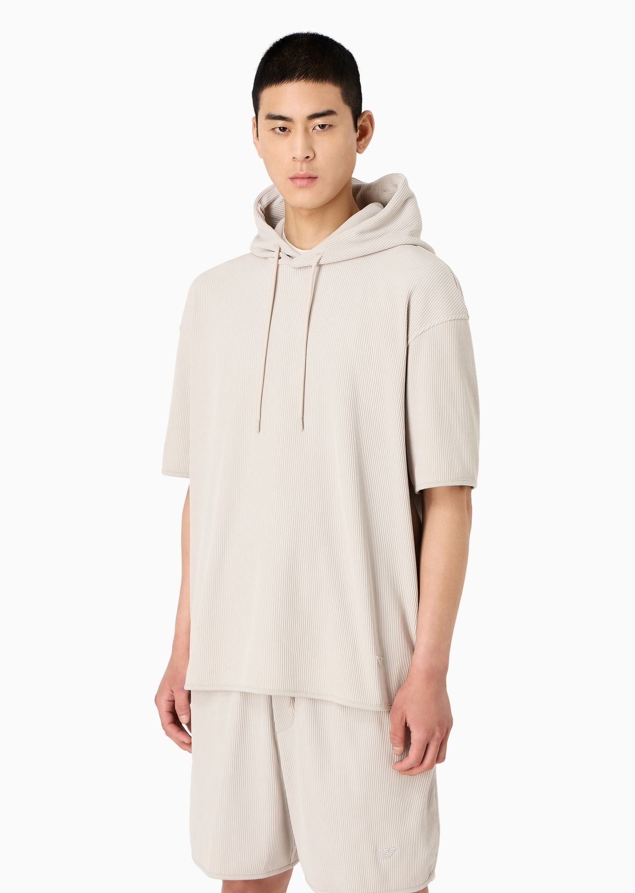 Short-sleeved hooded jumper in canneté jersey - 2