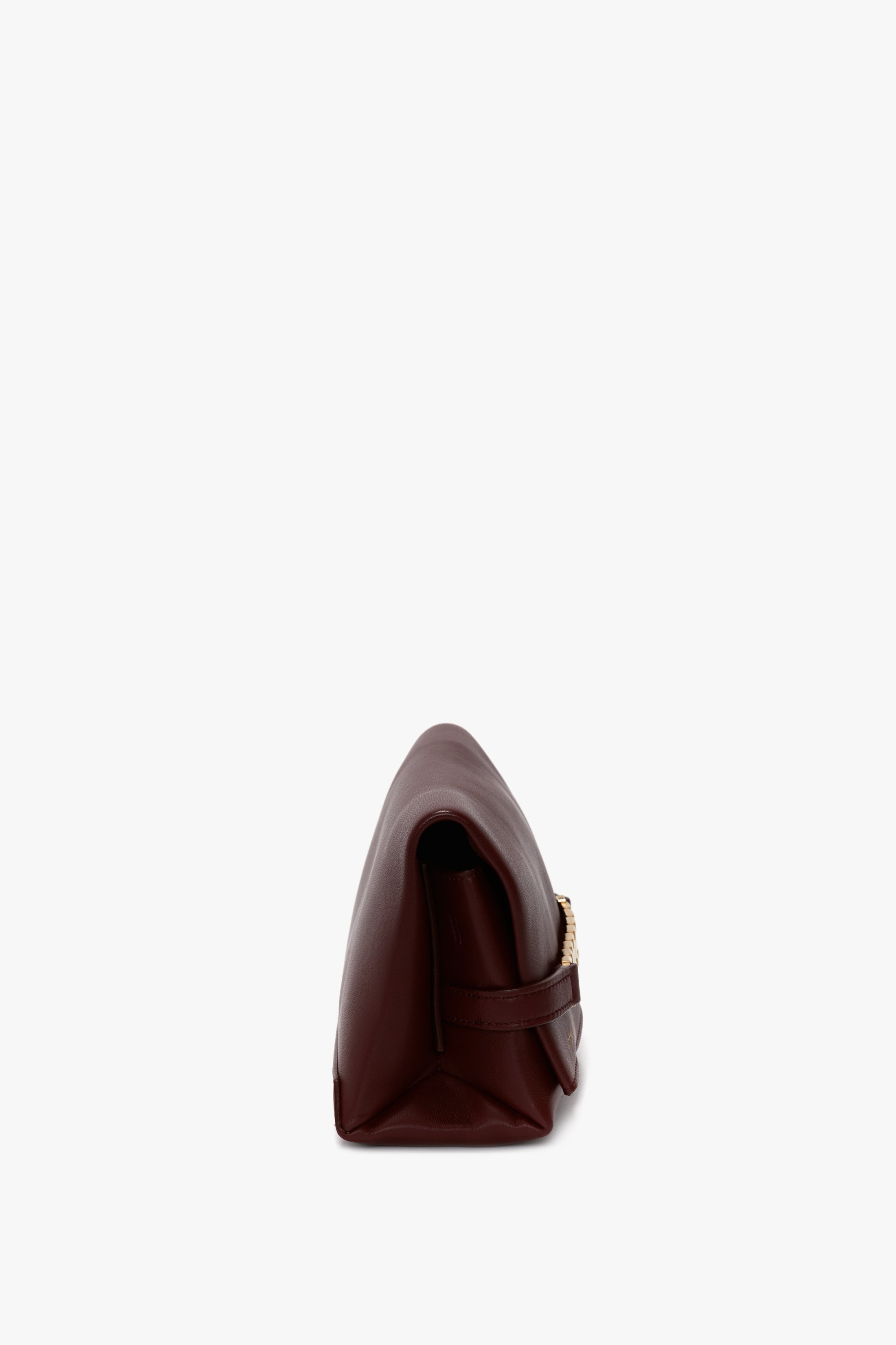 Mini Chain Pouch Bag With Long Strap In Burgundy Leather - 3