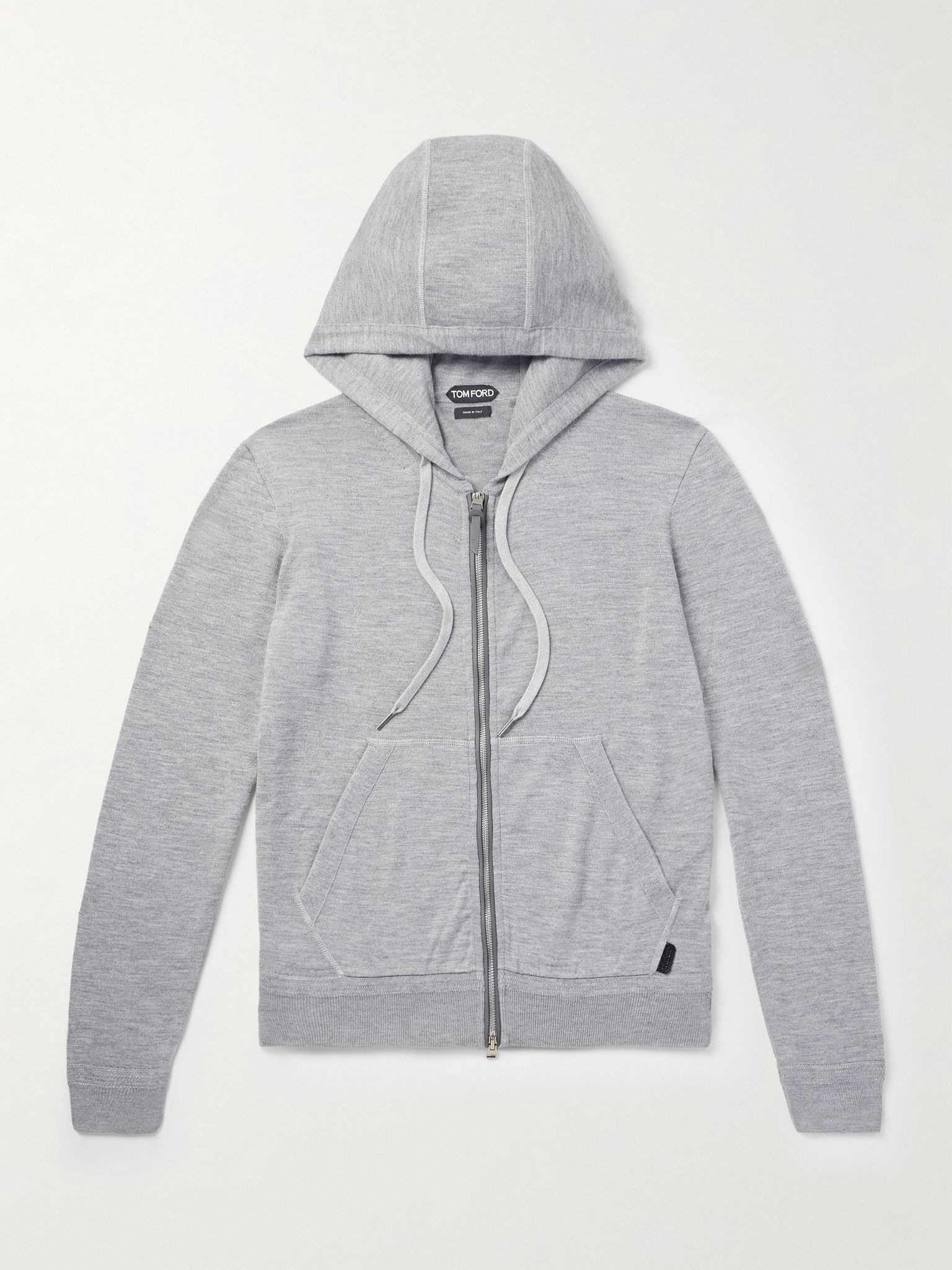 Cashmere and Silk-Blend Zip-Up Hoodie Gray - 1