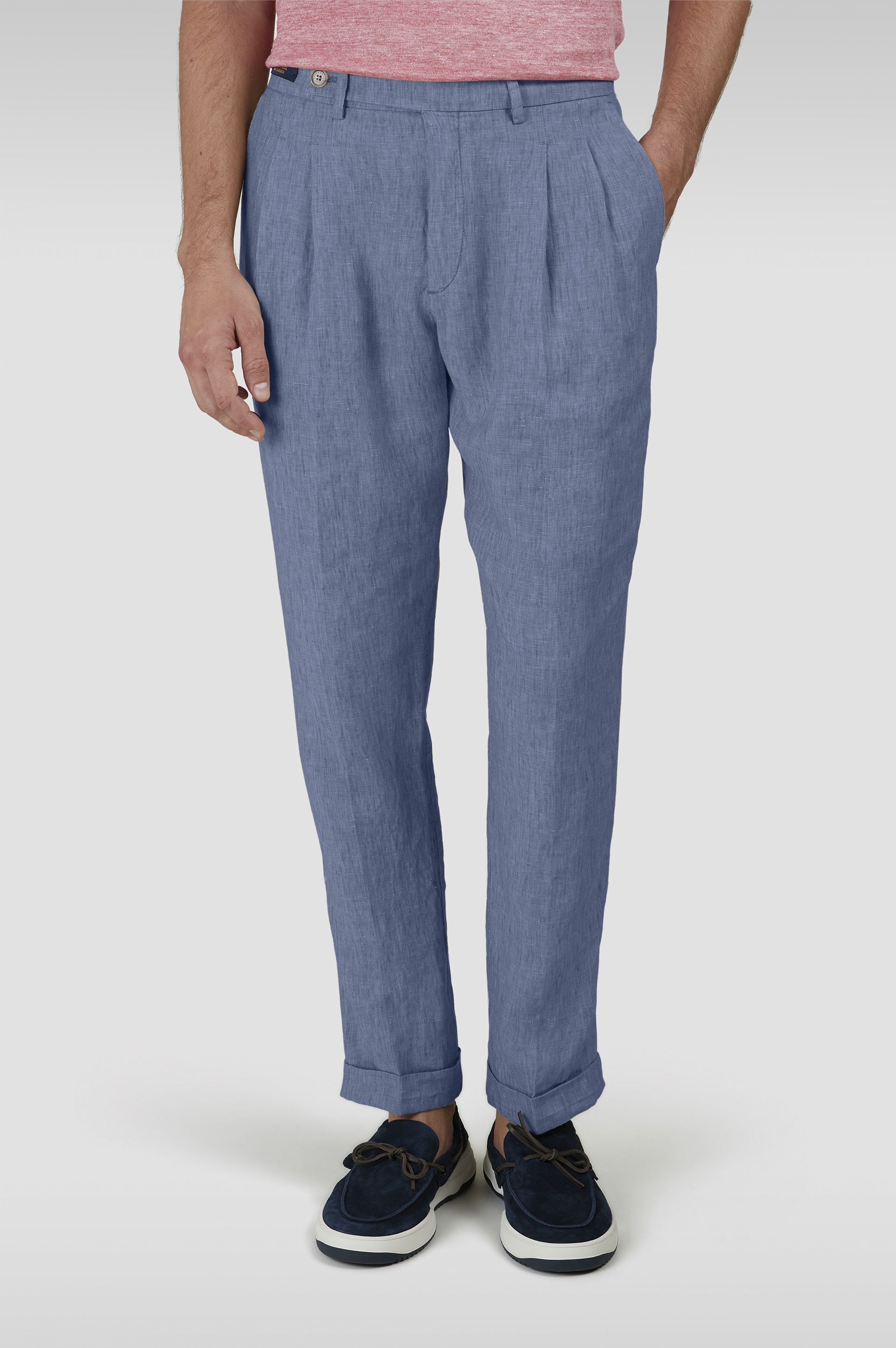 LINEN CHINO PANTS WITH PLEATS - 6