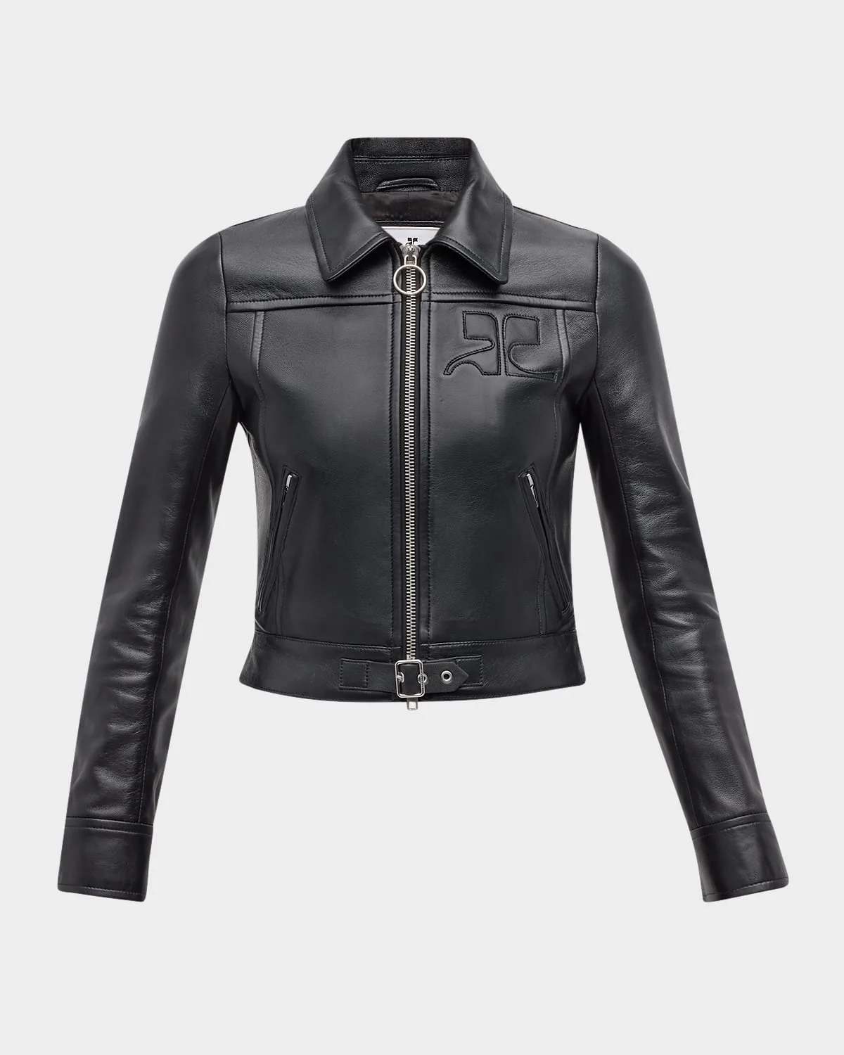 Buckle Leather Biker Jacket - 1