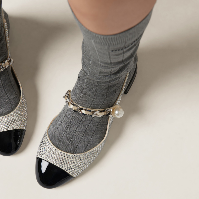 Miu Miu Satin slingback ballerinas with crystals outlook
